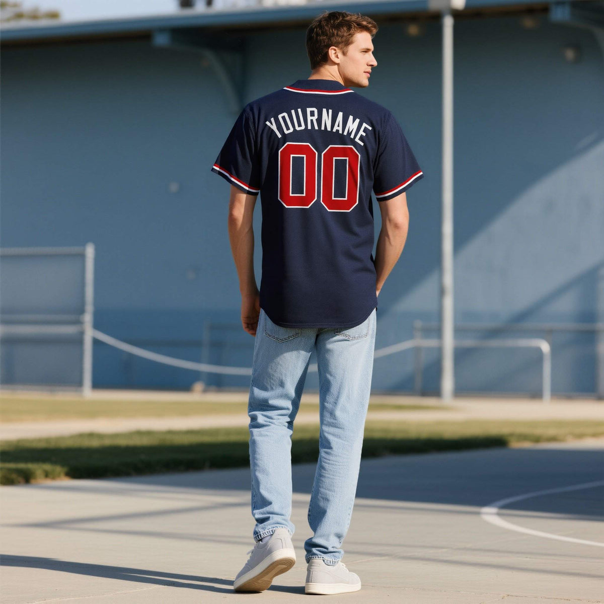 Custom Navy Personalized Denim Baseball Jersey For Men Women Boy| KXKSHOP