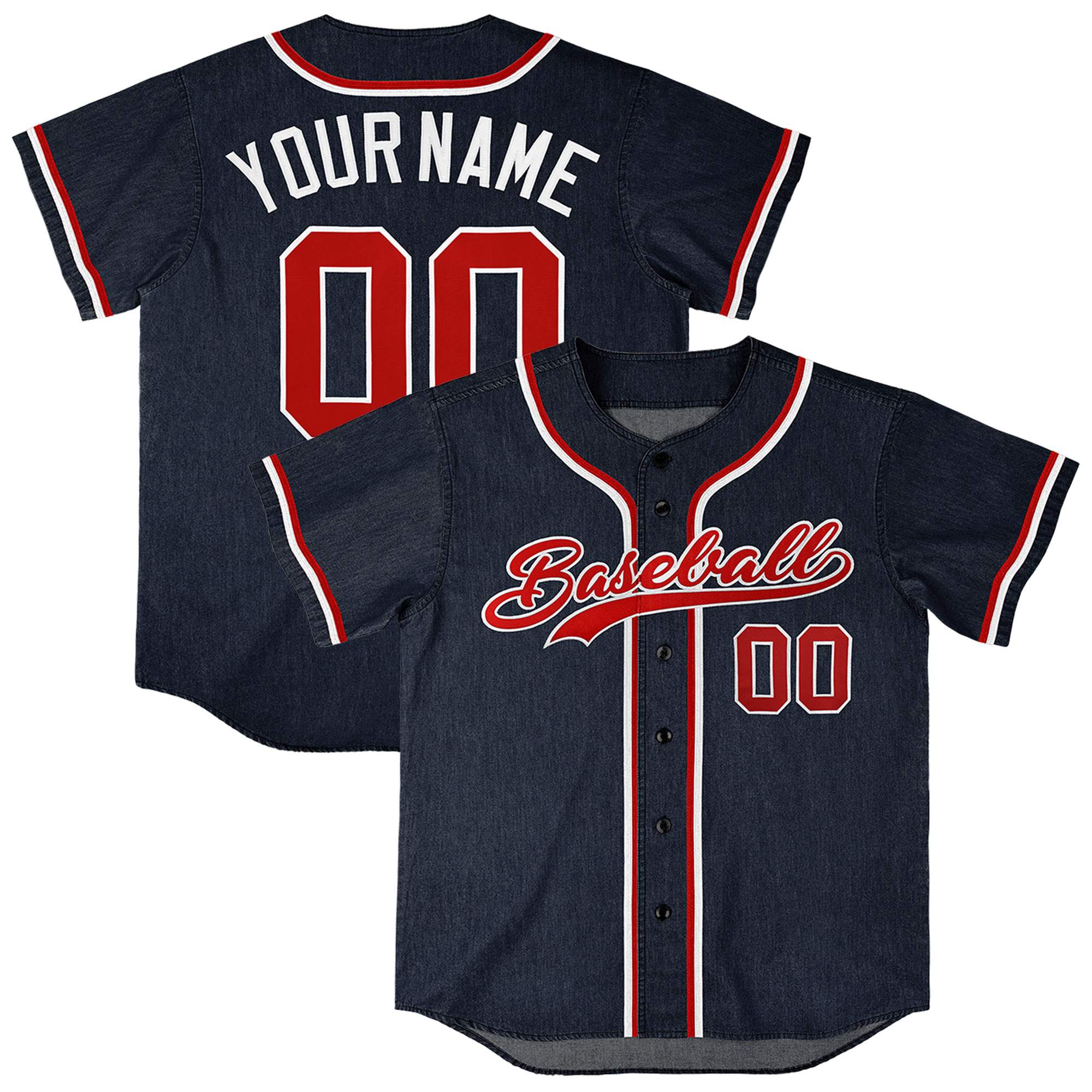 Custom Navy Personalized Denim Baseball Jersey For Men Women Boy| KXKSHOP