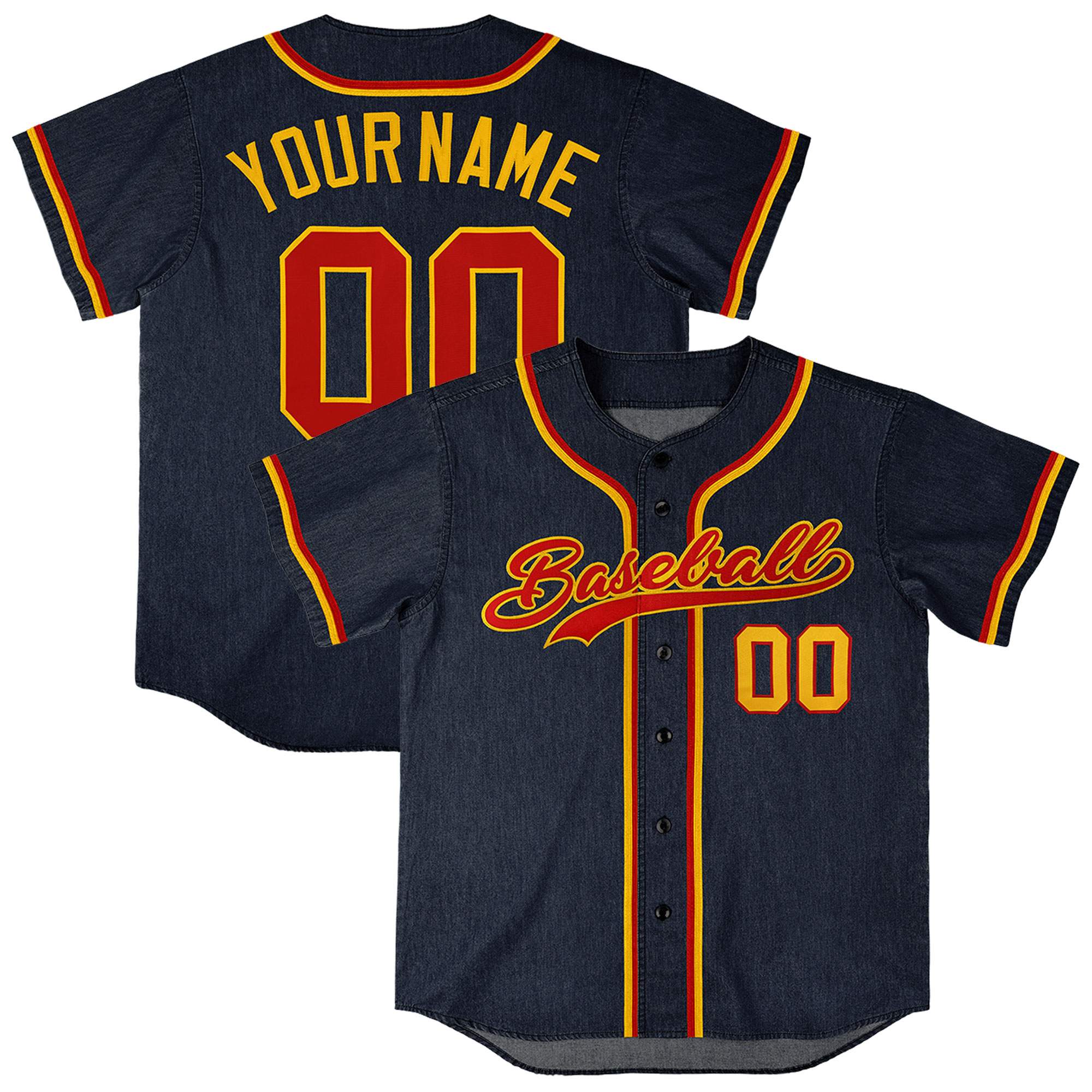 Custom Navy Personalized Denim Baseball Jersey For Men Women Boy| KXKSHOP