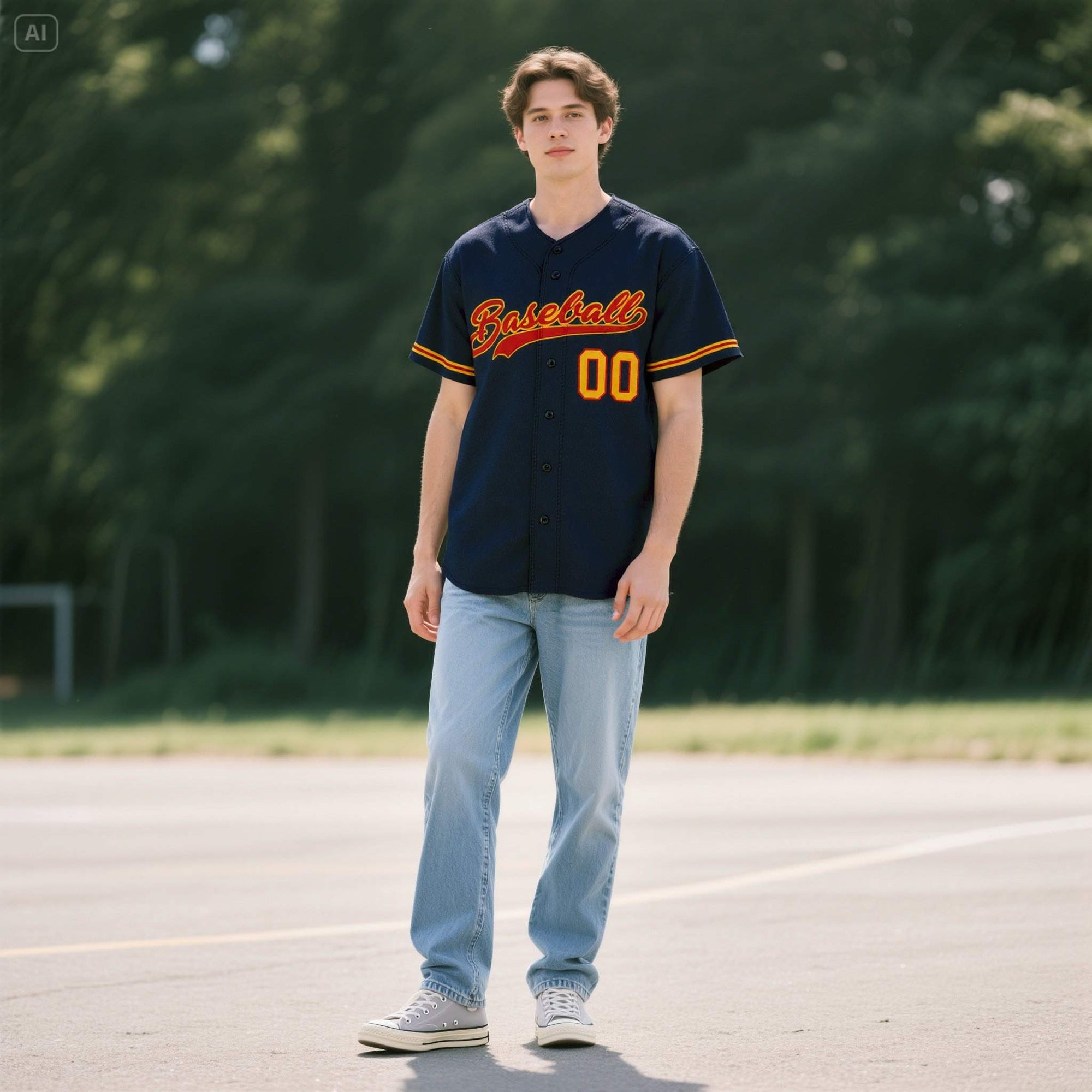 Custom Navy Personalized Denim Baseball Jersey For Men Women Boy| KXKSHOP
