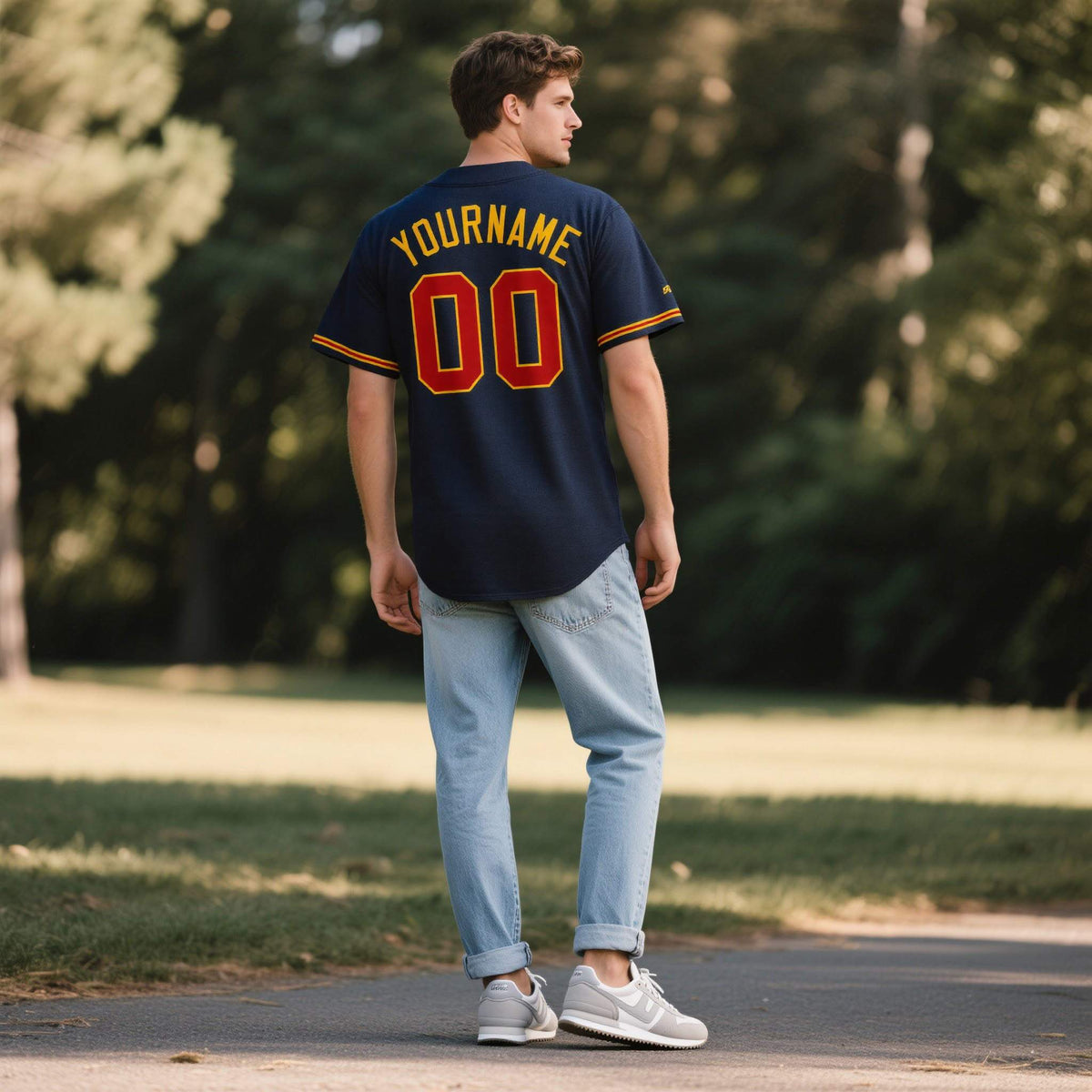 Custom Navy Personalized Denim Baseball Jersey For Men Women Boy| KXKSHOP