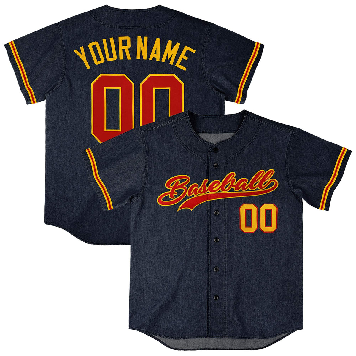 Custom Navy Personalized Denim Baseball Jersey For Men Women Boy| KXKSHOP