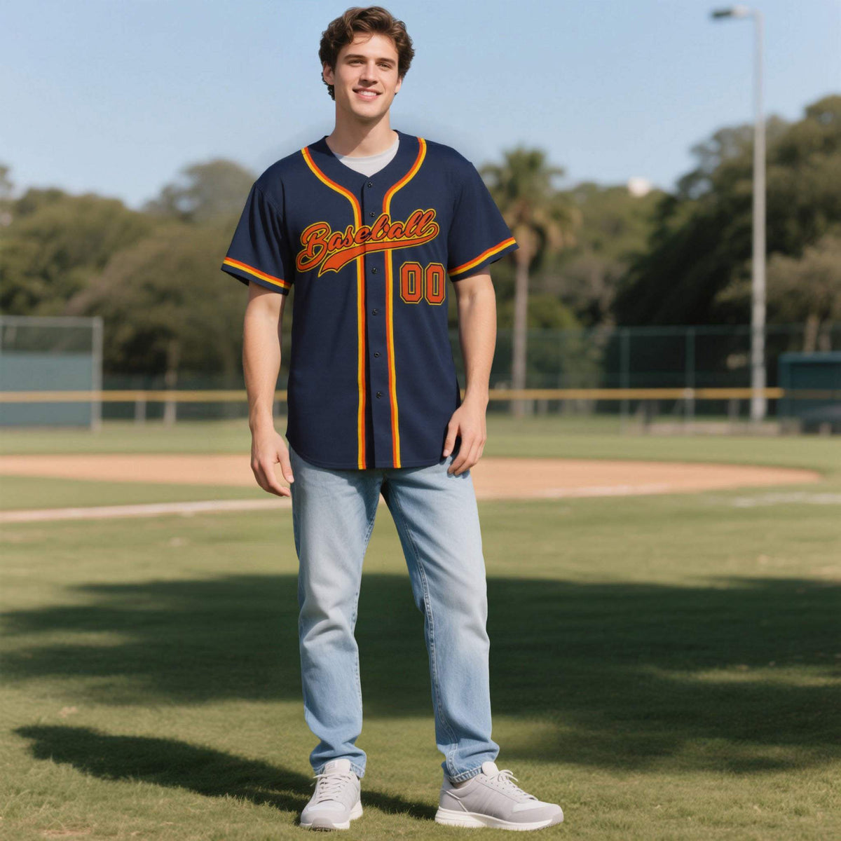 Custom Navy Personalized Denim Baseball Jersey For Men Women Boy| KXKSHOP