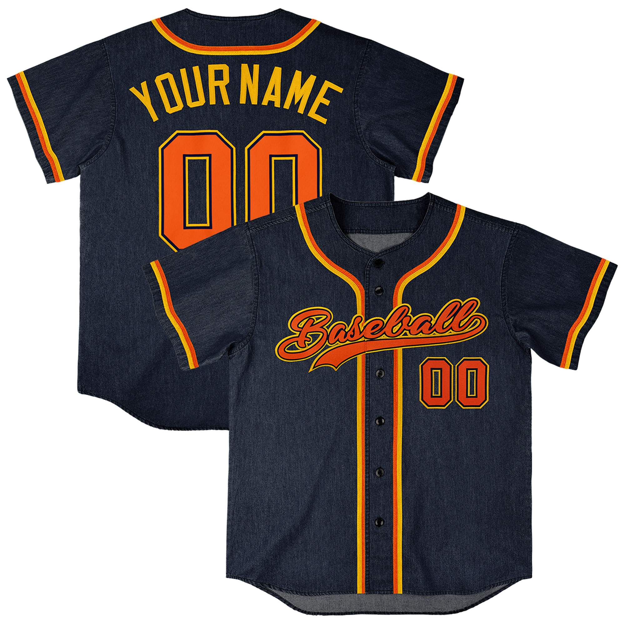 Custom Navy Personalized Denim Baseball Jersey For Men Women Boy| KXKSHOP