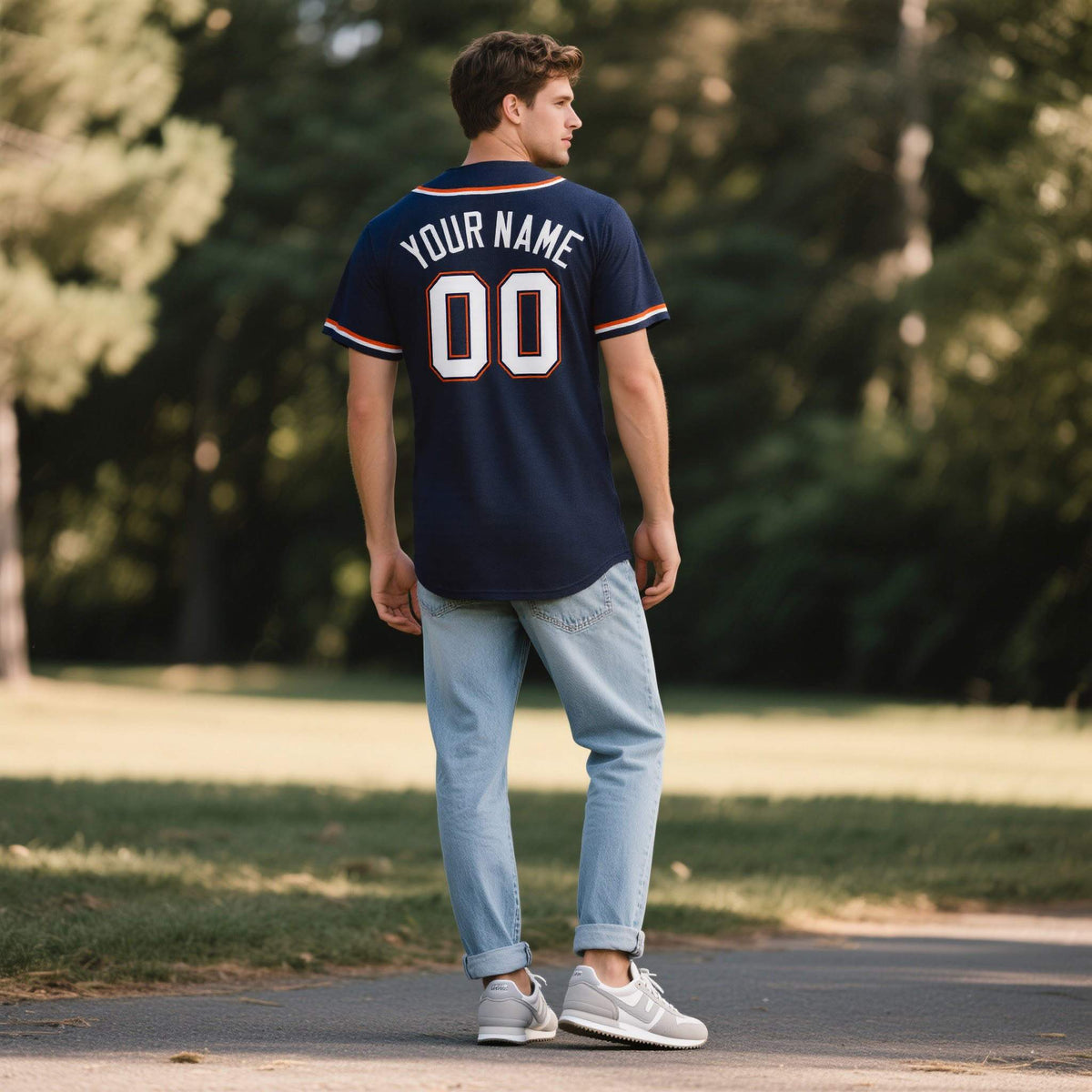 Custom Navy Personalized Denim Baseball Jersey For Men Women Boy| KXKSHOP
