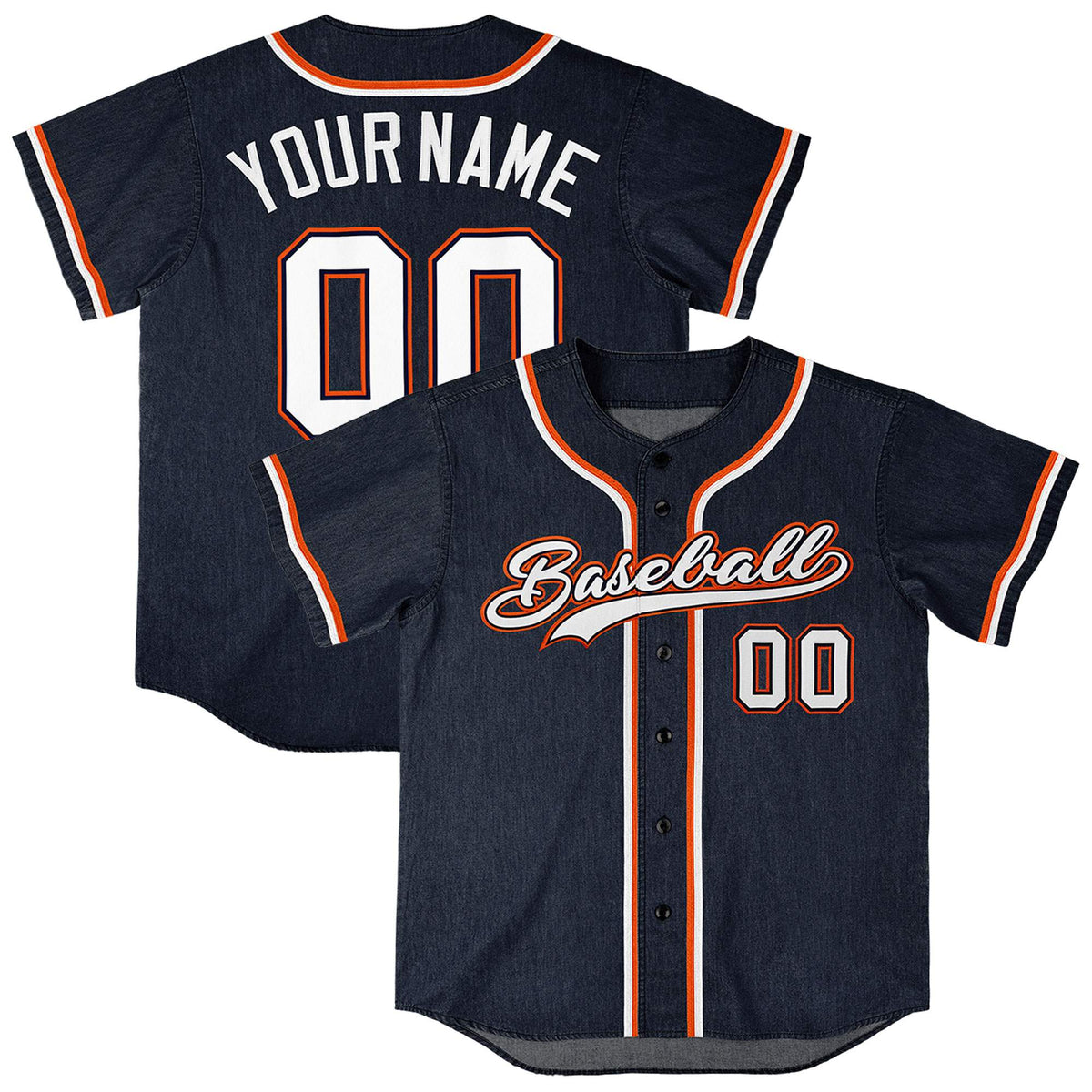 Custom Navy Personalized Denim Baseball Jersey For Men Women Boy| KXKSHOP