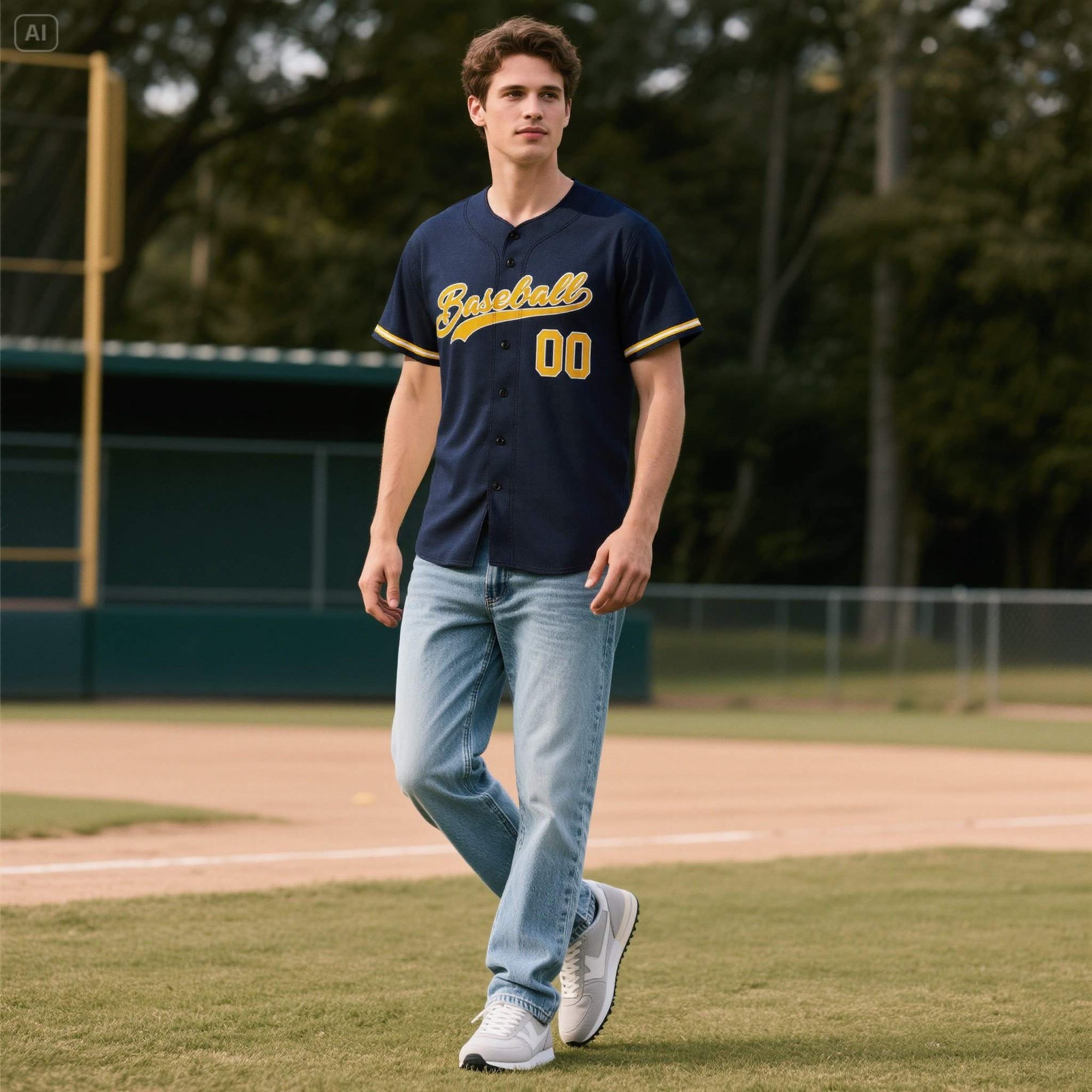 Custom Navy Personalized Denim Baseball Jersey For Men Women Boy| KXKSHOP