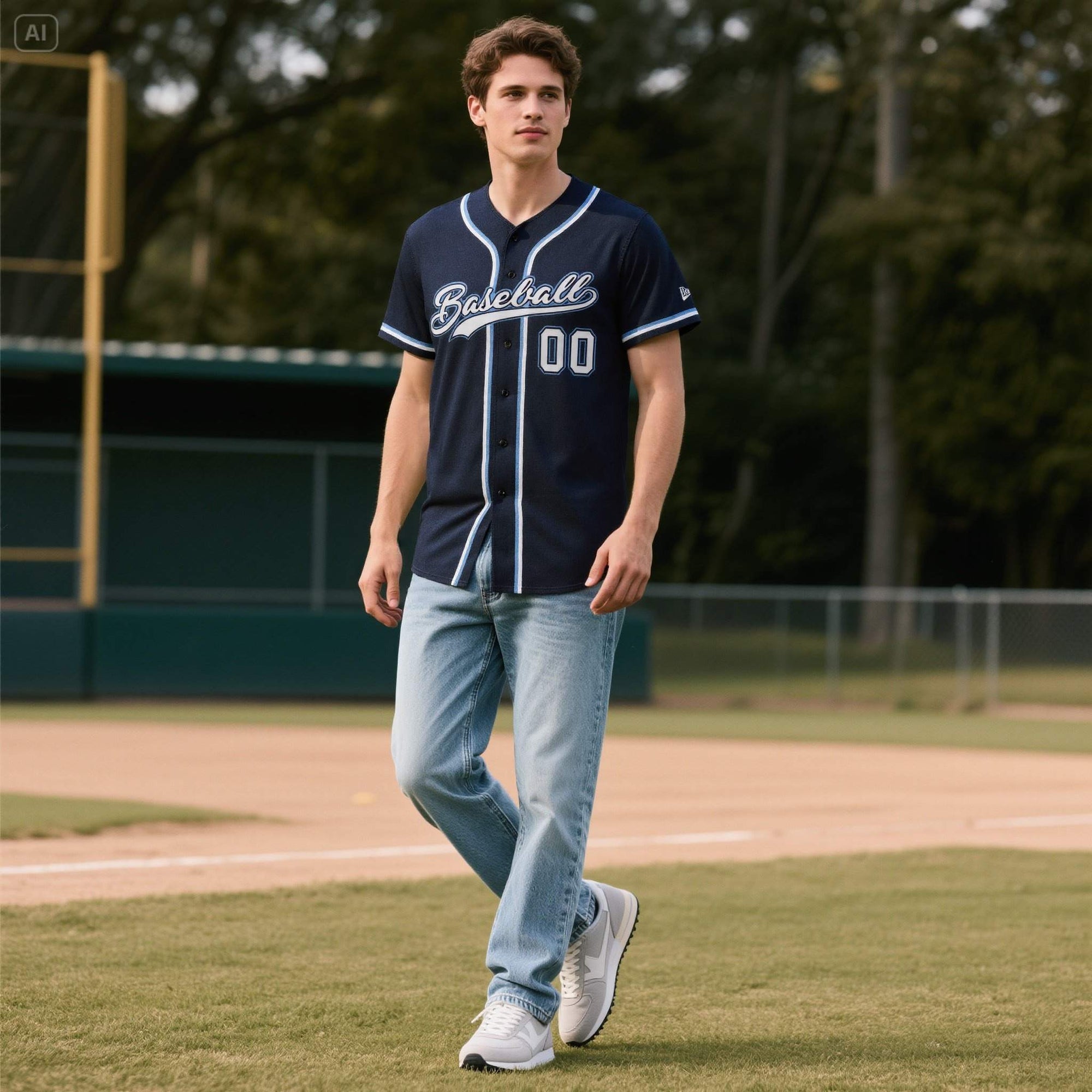 Custom Navy Personalized Denim Baseball Jersey For Men Women Boy| KXKSHOP