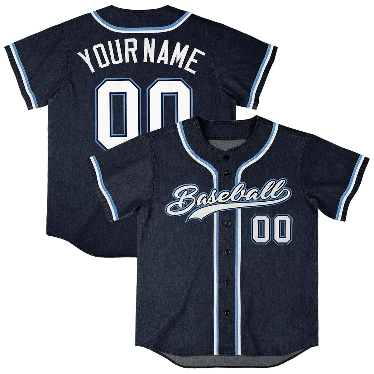 Custom Navy Personalized Denim Baseball Jersey For Men Women Boy| KXKSHOP
