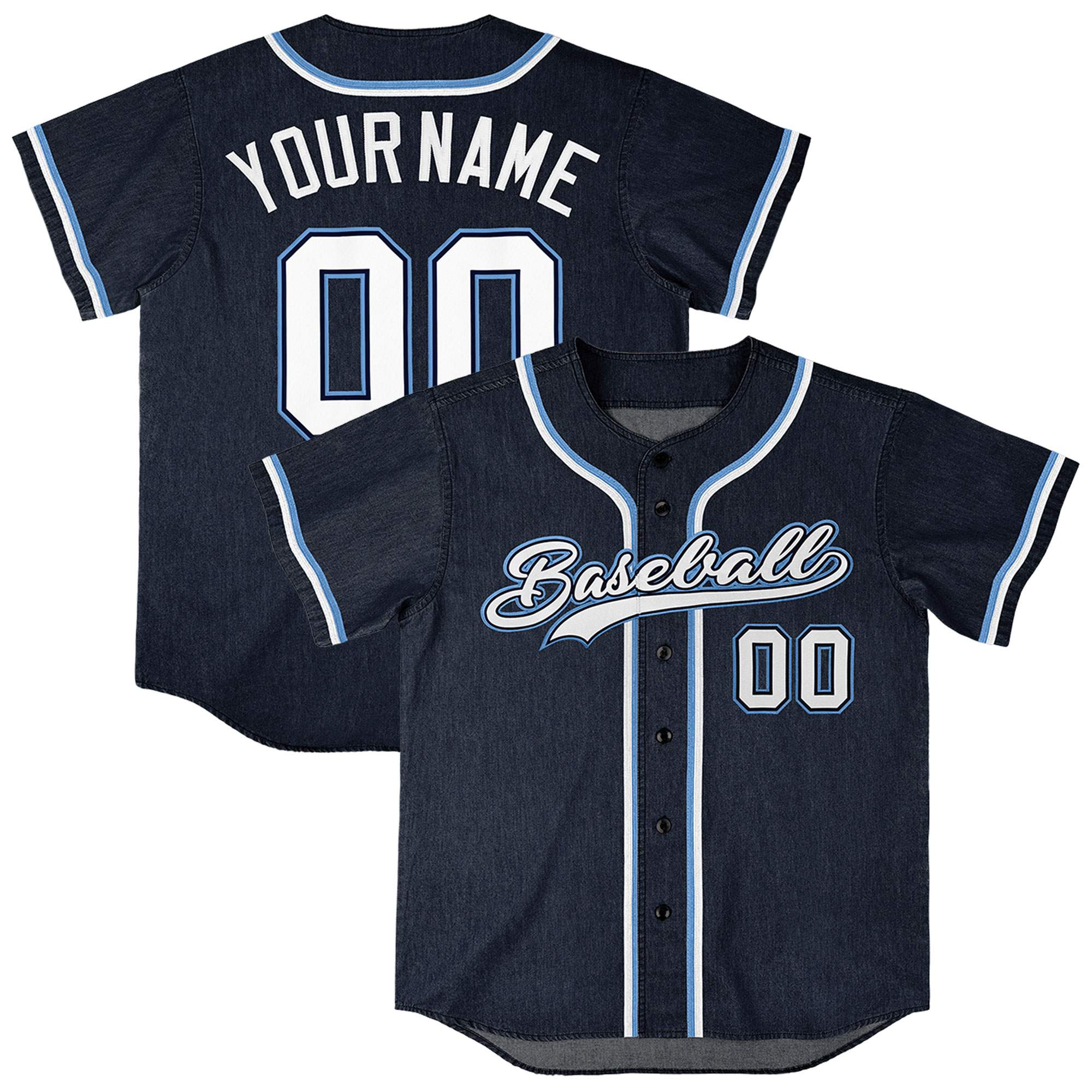 Custom Navy Personalized Denim Baseball Jersey For Men Women Boy| KXKSHOP