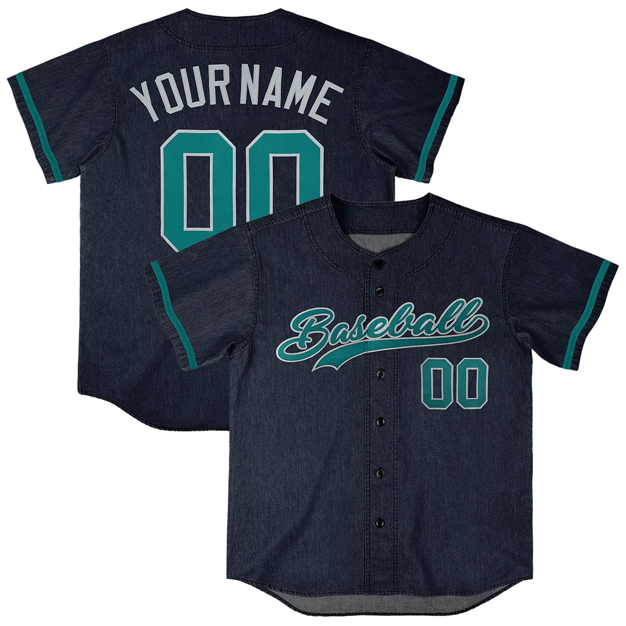 Custom Navy Personalized Denim Baseball Jersey For Men Women Boy| KXKSHOP