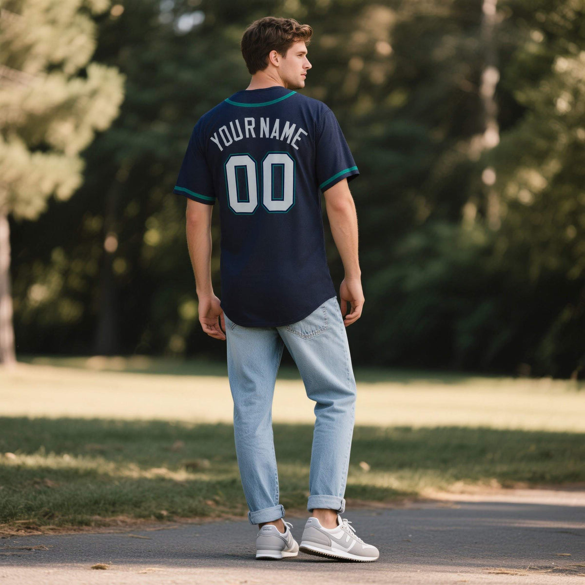 Custom Navy Personalized Denim Baseball Jersey For Men Women Boy| KXKSHOP