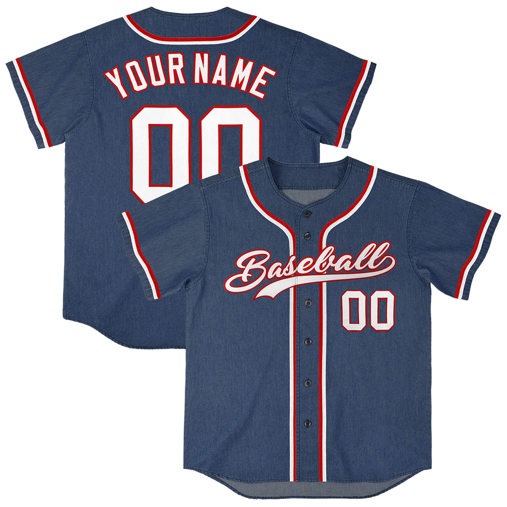 Custom Midnight Blue Personalized Denim Baseball Jersey For Men Women Boy| KXKSHOP