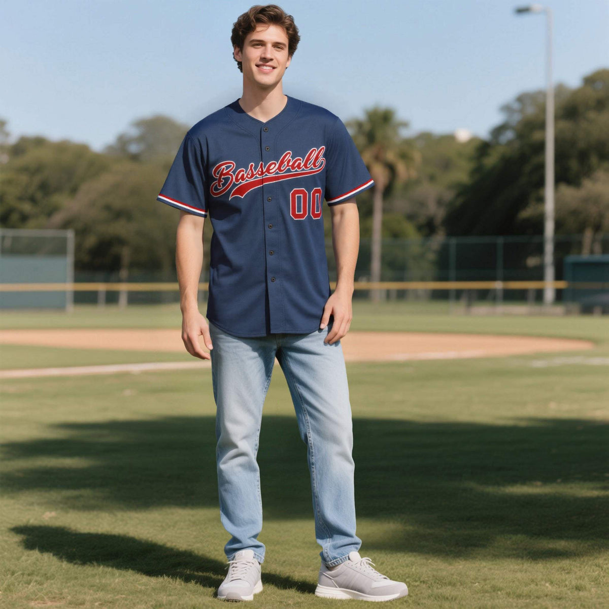 Custom Midnight Blue Personalized Denim Baseball Jersey For Men Women Boy| KXKSHOP