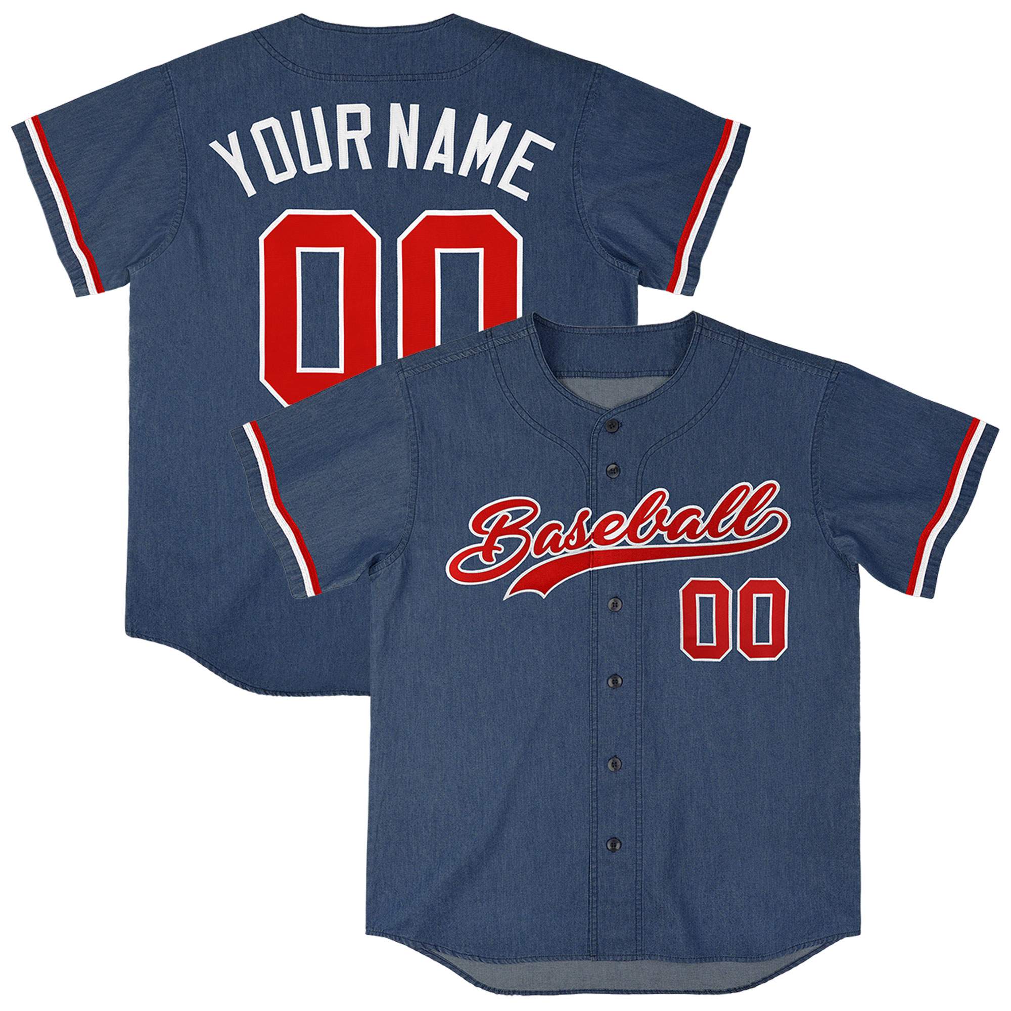Custom Midnight Blue Personalized Denim Baseball Jersey For Men Women Boy| KXKSHOP