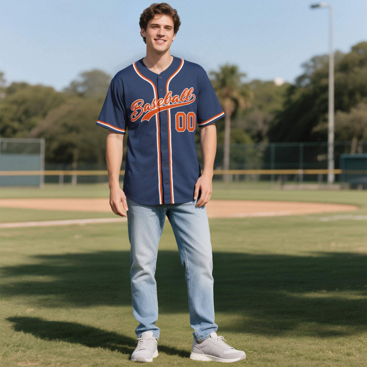 Custom Midnight Blue Personalized Denim Baseball Jersey For Men Women Boy| KXKSHOP