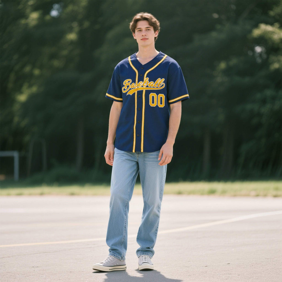 Custom Midnight Blue Personalized Denim Baseball Jersey For Men Women Boy| KXKSHOP