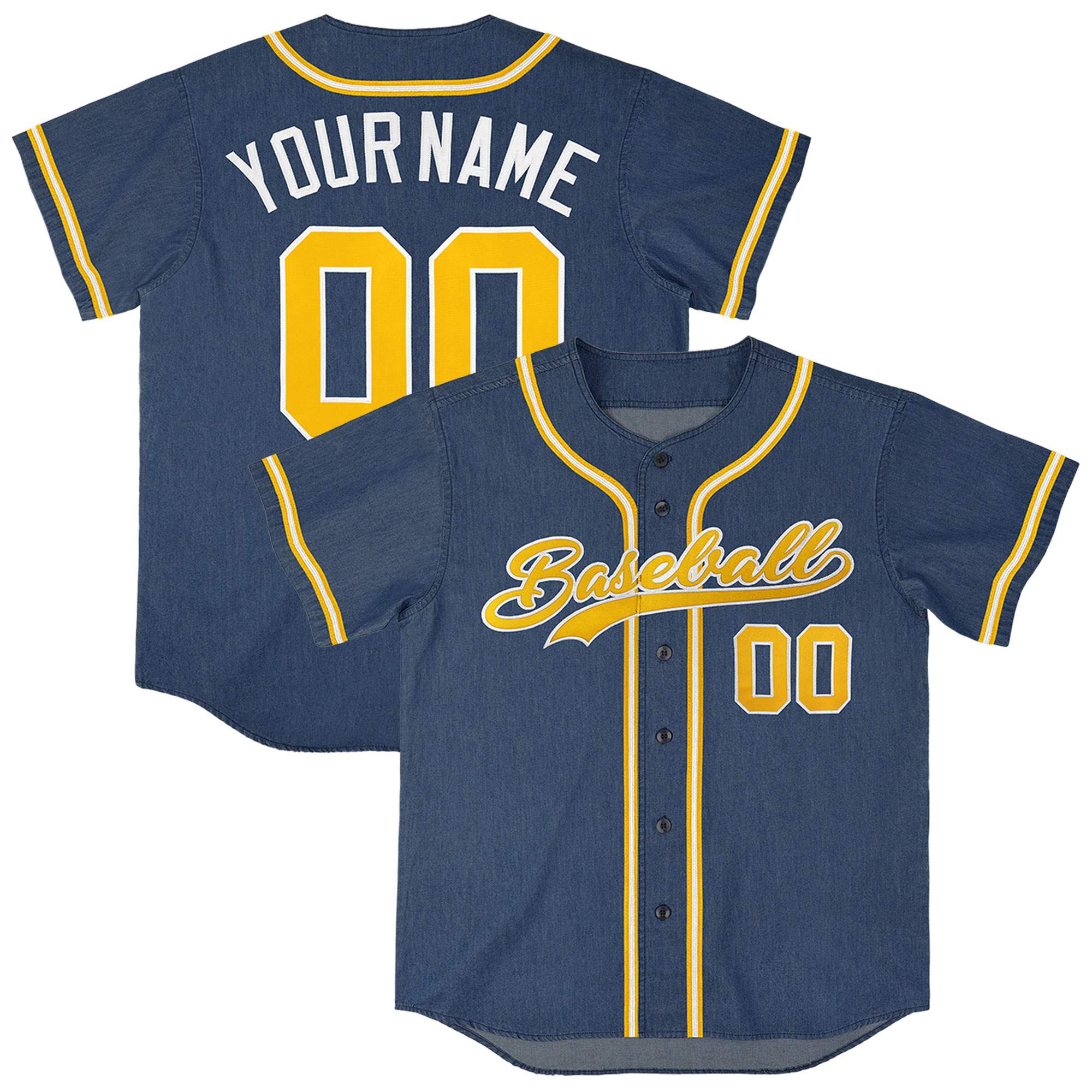 Custom Midnight Blue Personalized Denim Baseball Jersey For Men Women Boy| KXKSHOP