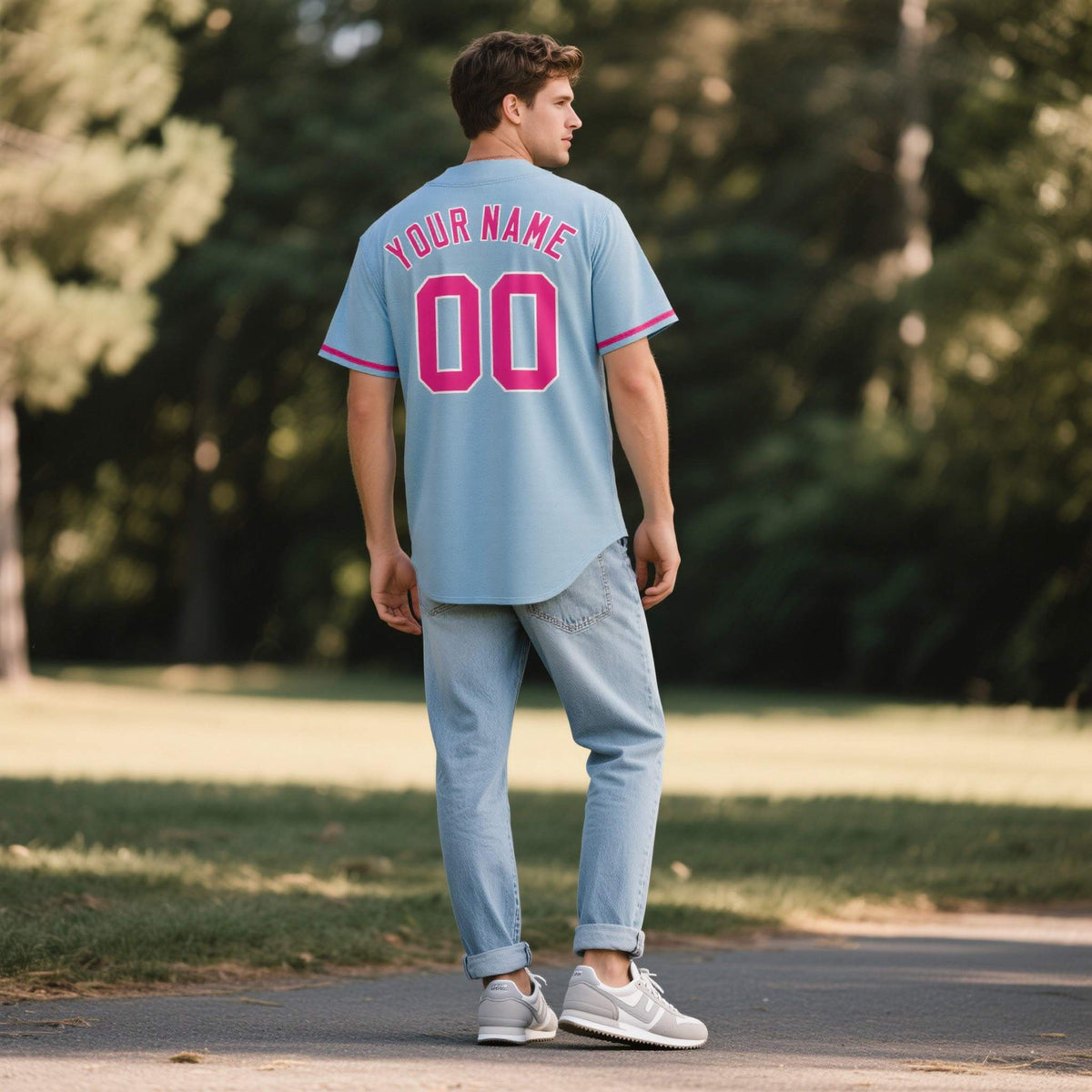 Custom Powder Blue Personalized Denim Baseball Jersey For Men Women Boy| KXKSHOP