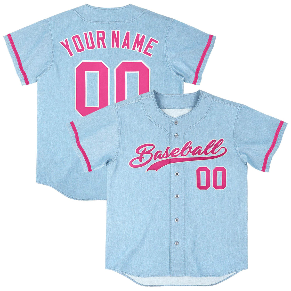 Custom Powder Blue Personalized Denim Baseball Jersey For Men Women Boy| KXKSHOP