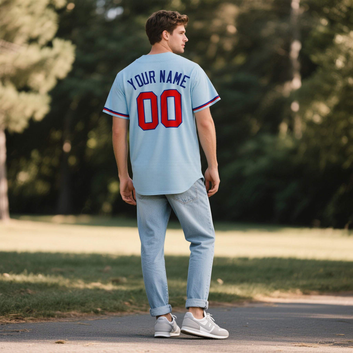 Custom Powder Blue Personalized Denim Baseball Jersey For Men Women Boy| KXKSHOP