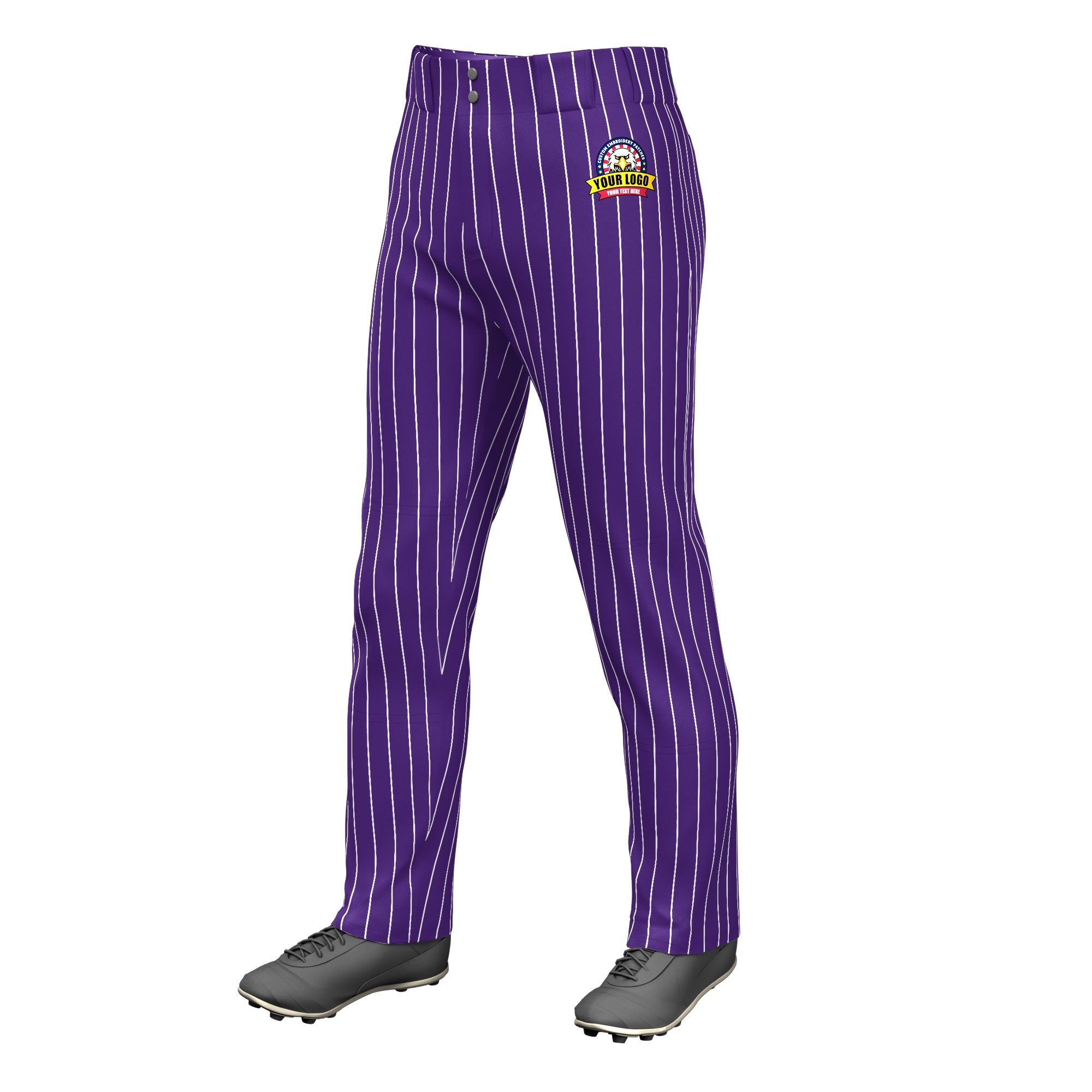 Custom Purple White Pinstripe Fit Stretch Practice Loose-fit Baseball Pants