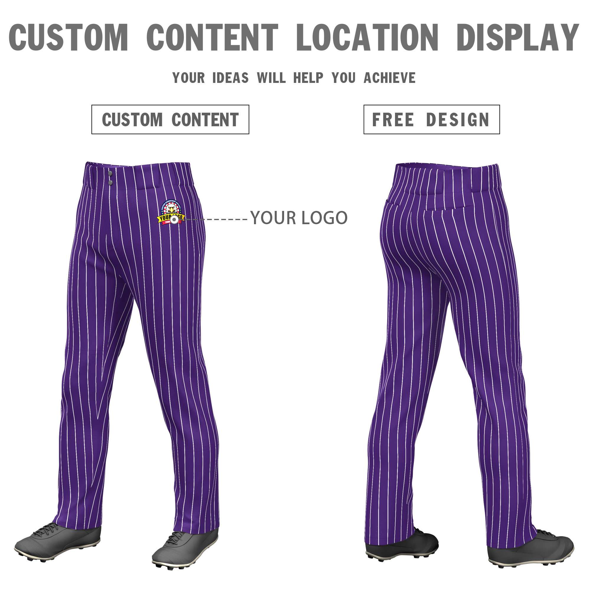 Custom Purple Powder Blue Pinstripe Fit Stretch Practice Pull  Up Baseball Pants