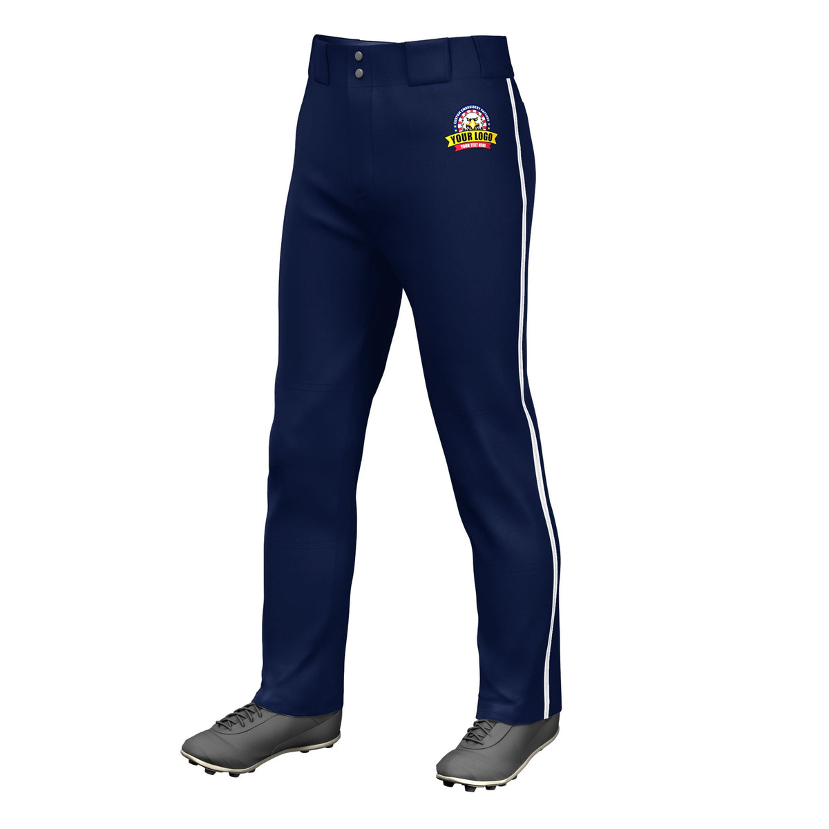 Custom Navy White Pinstripe Fit Stretch Practice Loose-fit Baseball Pants