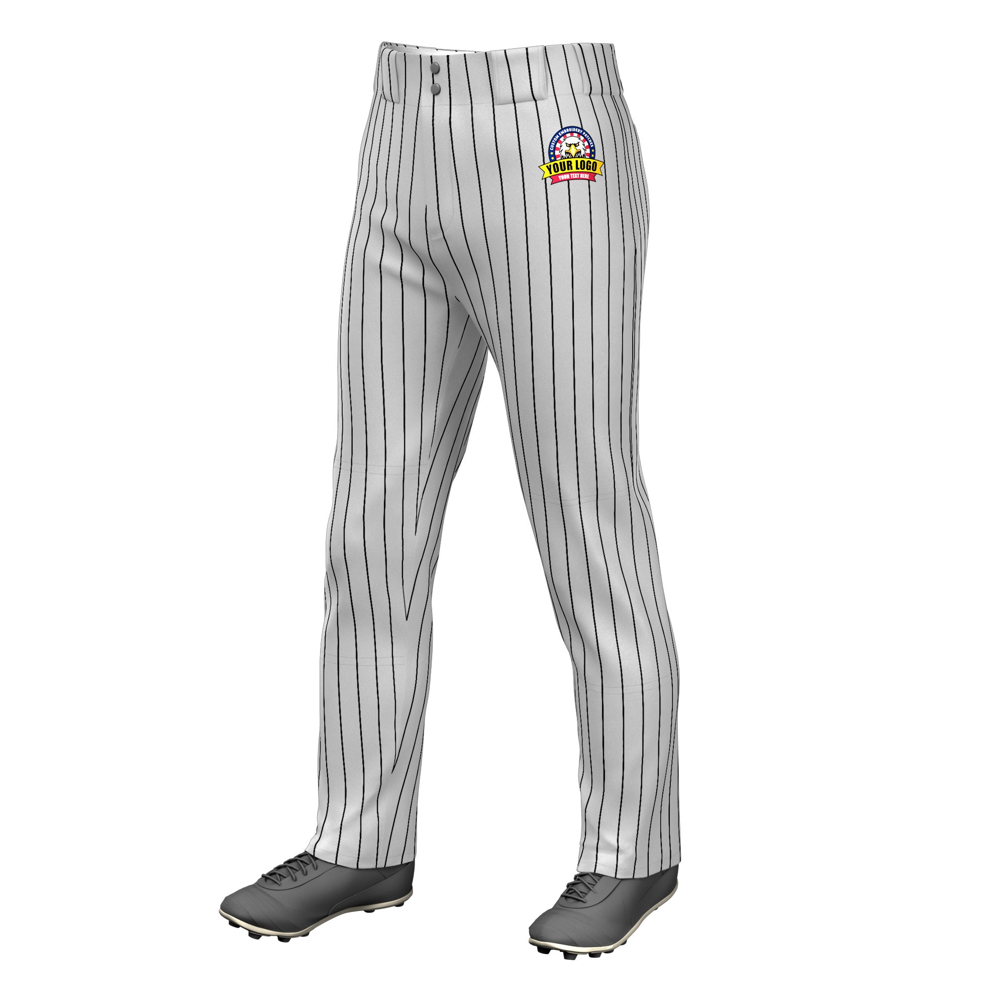 Custom Gray Black Pinstripe Fit Stretch Practice Loose-fit Baseball Pants