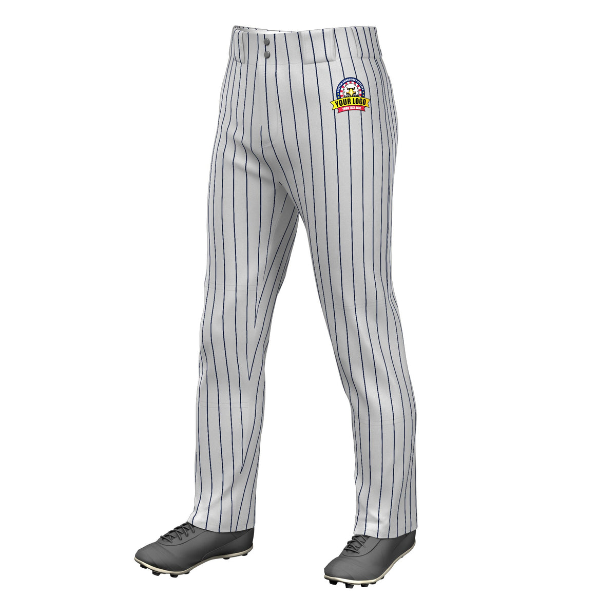 Custom Gray Navy Pinstripe Fit Stretch Practice Loose-fit Baseball Pants