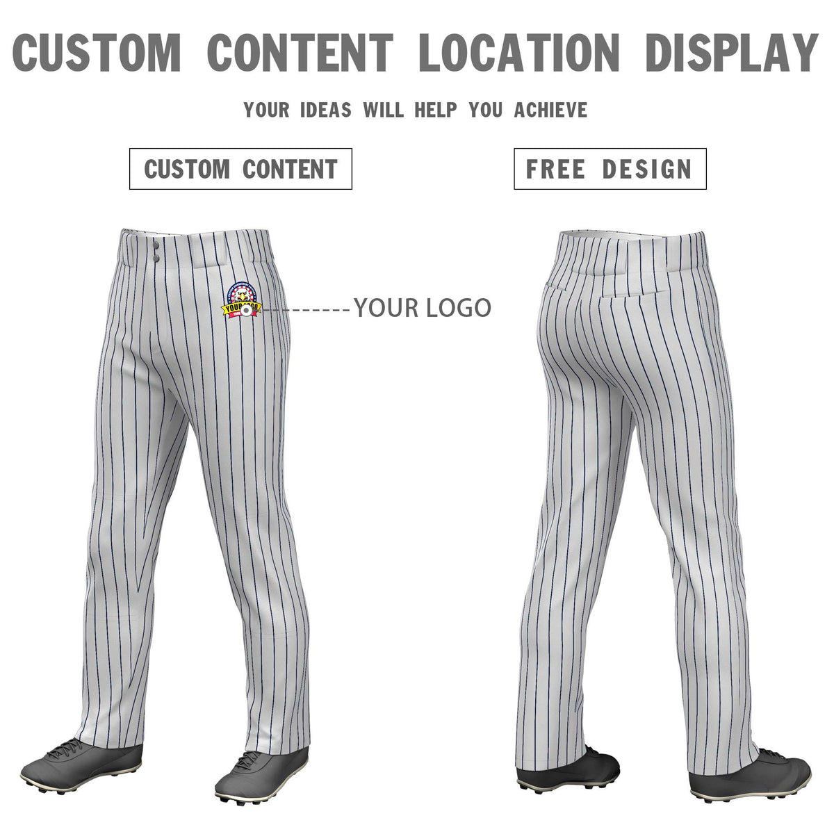 Custom Gray Black Pinstripe Fit Stretch Practice Pull  Up Baseball Pants