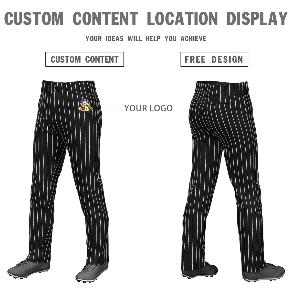 Custom Green White Pinstripe Fit Stretch Practice Pull  Up Baseball Pants