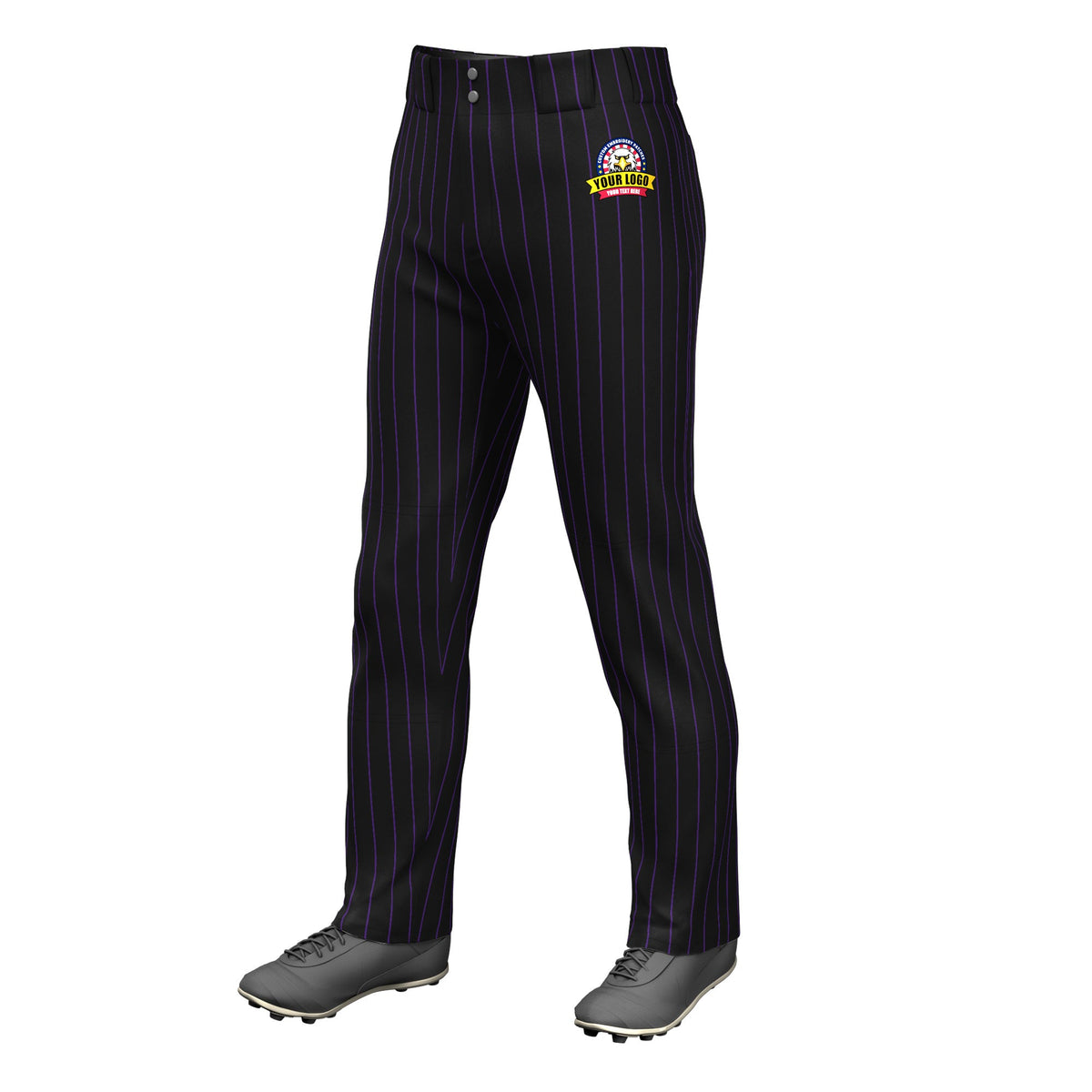 Custom Black Purple Pinstripe Fit Stretch Practice Loose-fit Baseball Pants