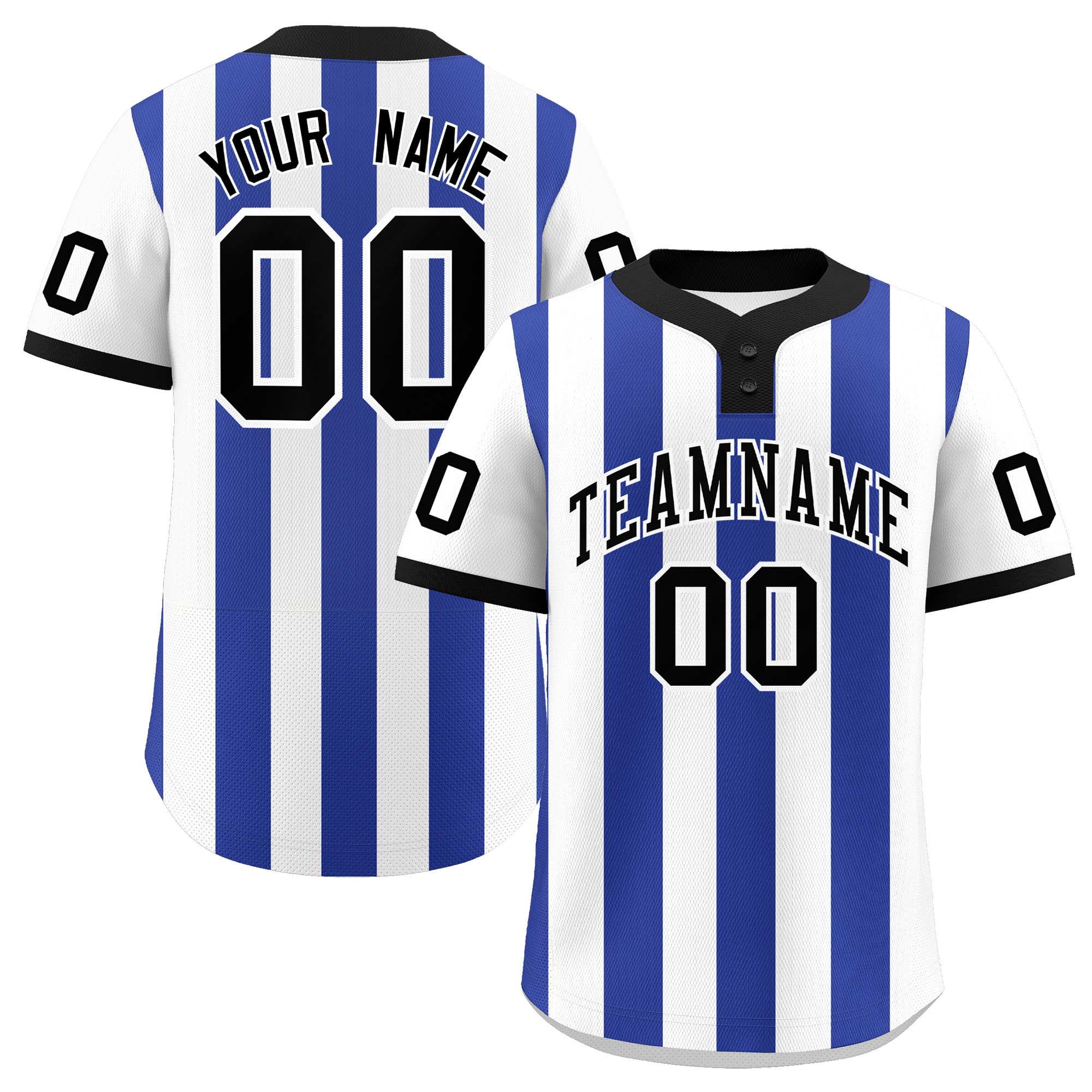 Custom White Royal Stripe Fashion Authentic Two-Button Baseball Jersey| KXKSHOP