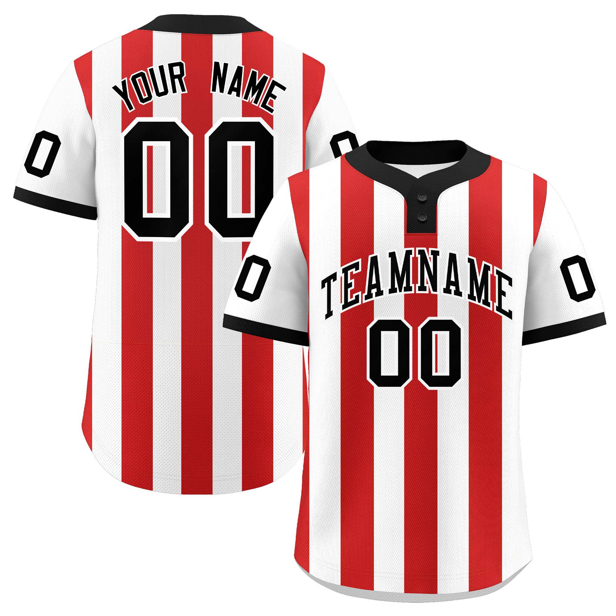 Custom White Red Stripe Fashion Authentic Two-Button Baseball Jersey| KXKSHOP
