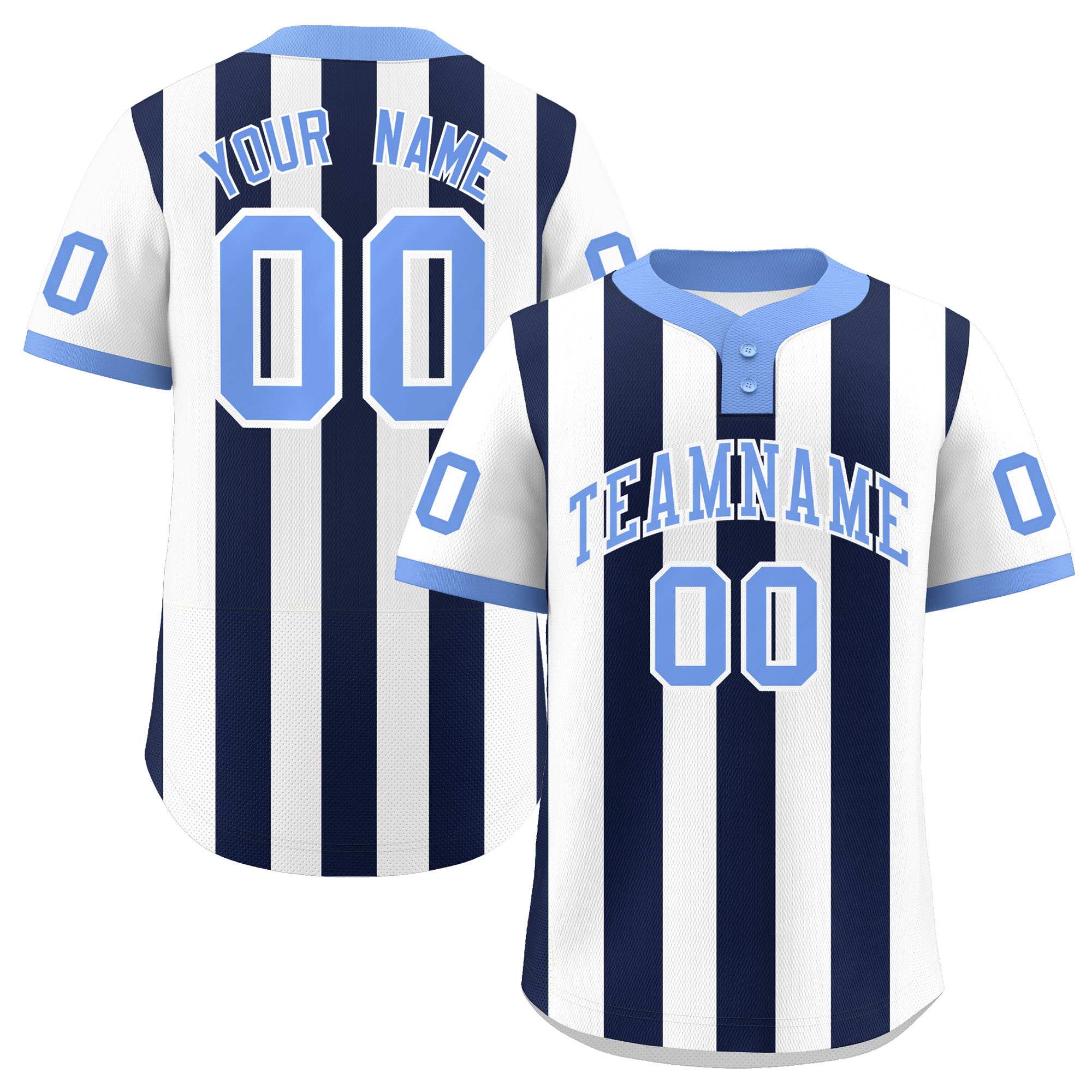 Custom White Navy Stripe Fashion Authentic Two-Button Baseball Jersey| KXKSHOP