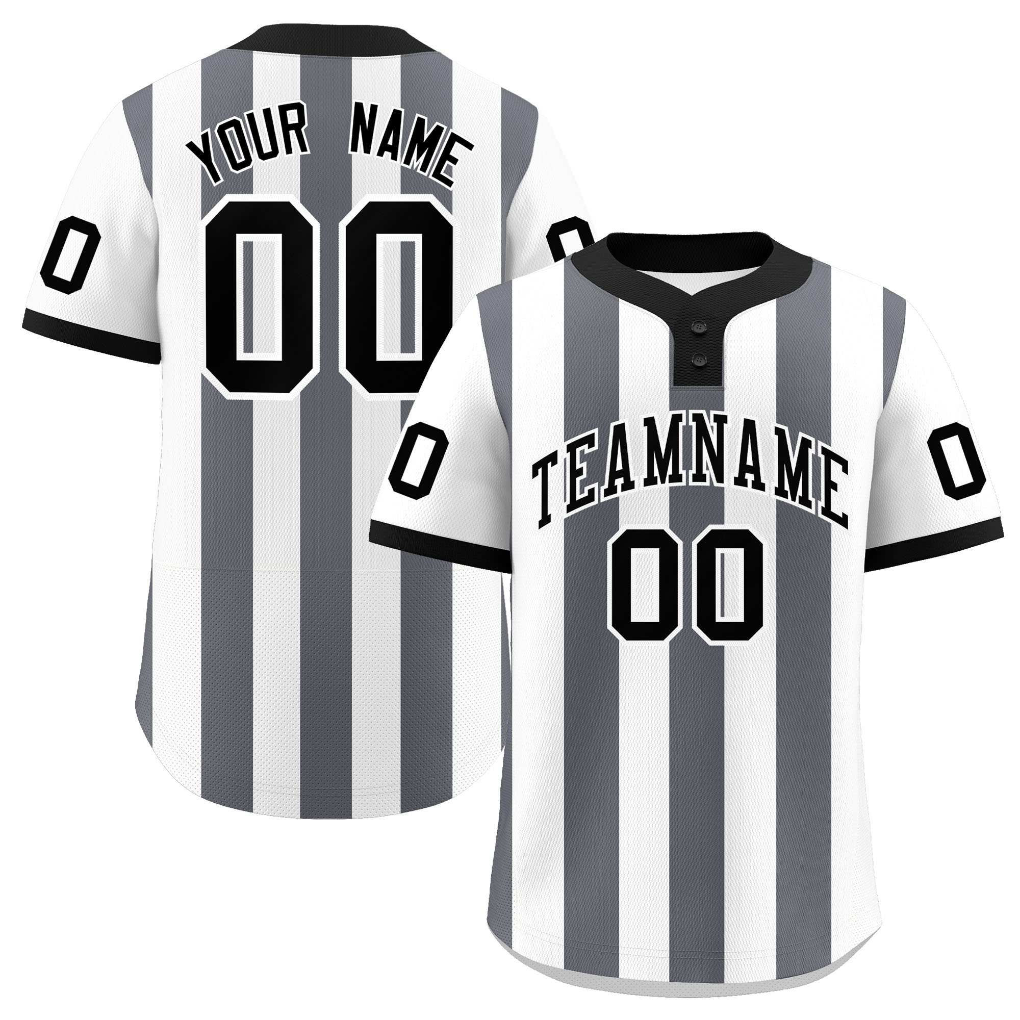 Custom White Dark Gray Stripe Fashion Authentic Two-Button Softball Jersey