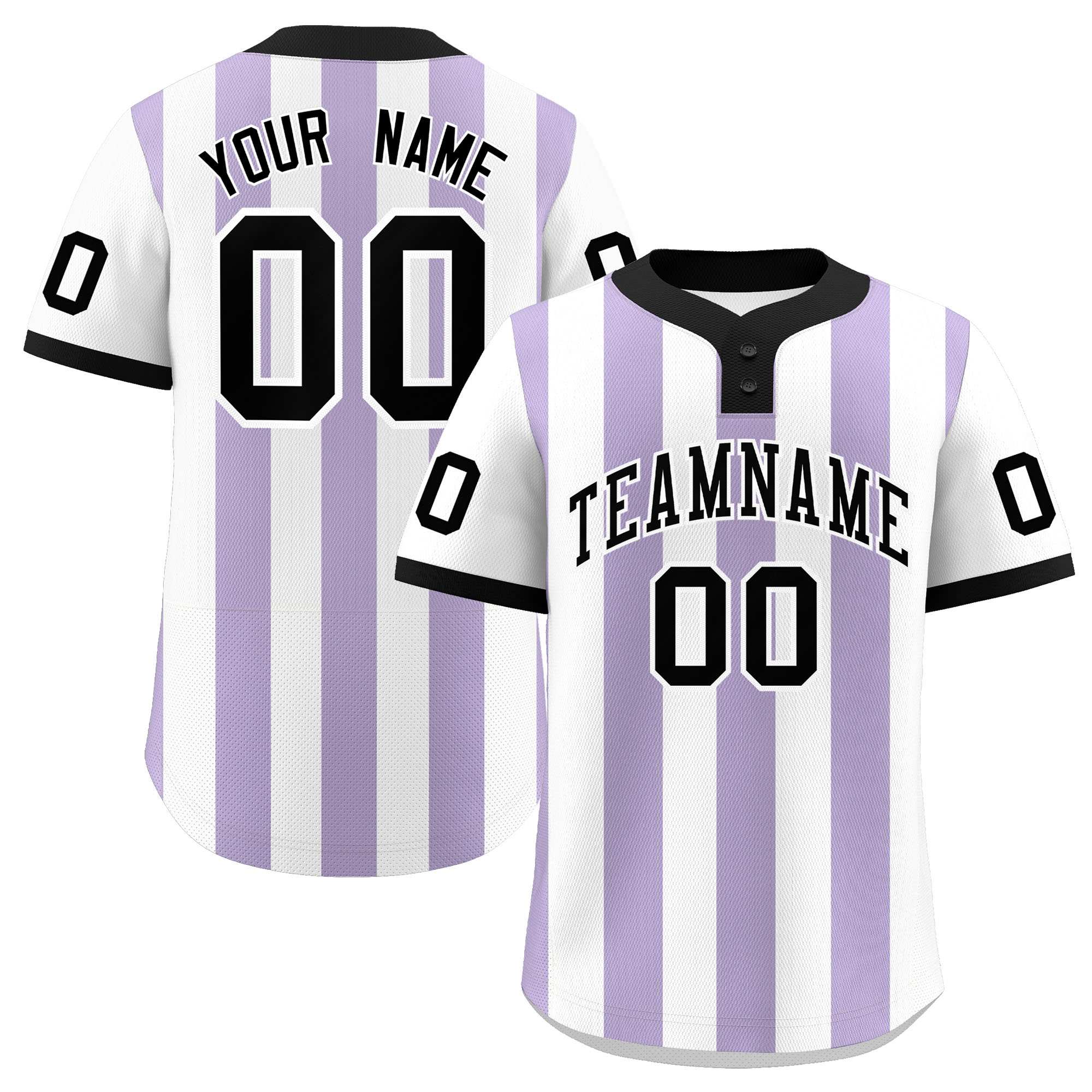 Custom White Light Purple Stripe Fashion Authentic Two-Button Softball Jersey