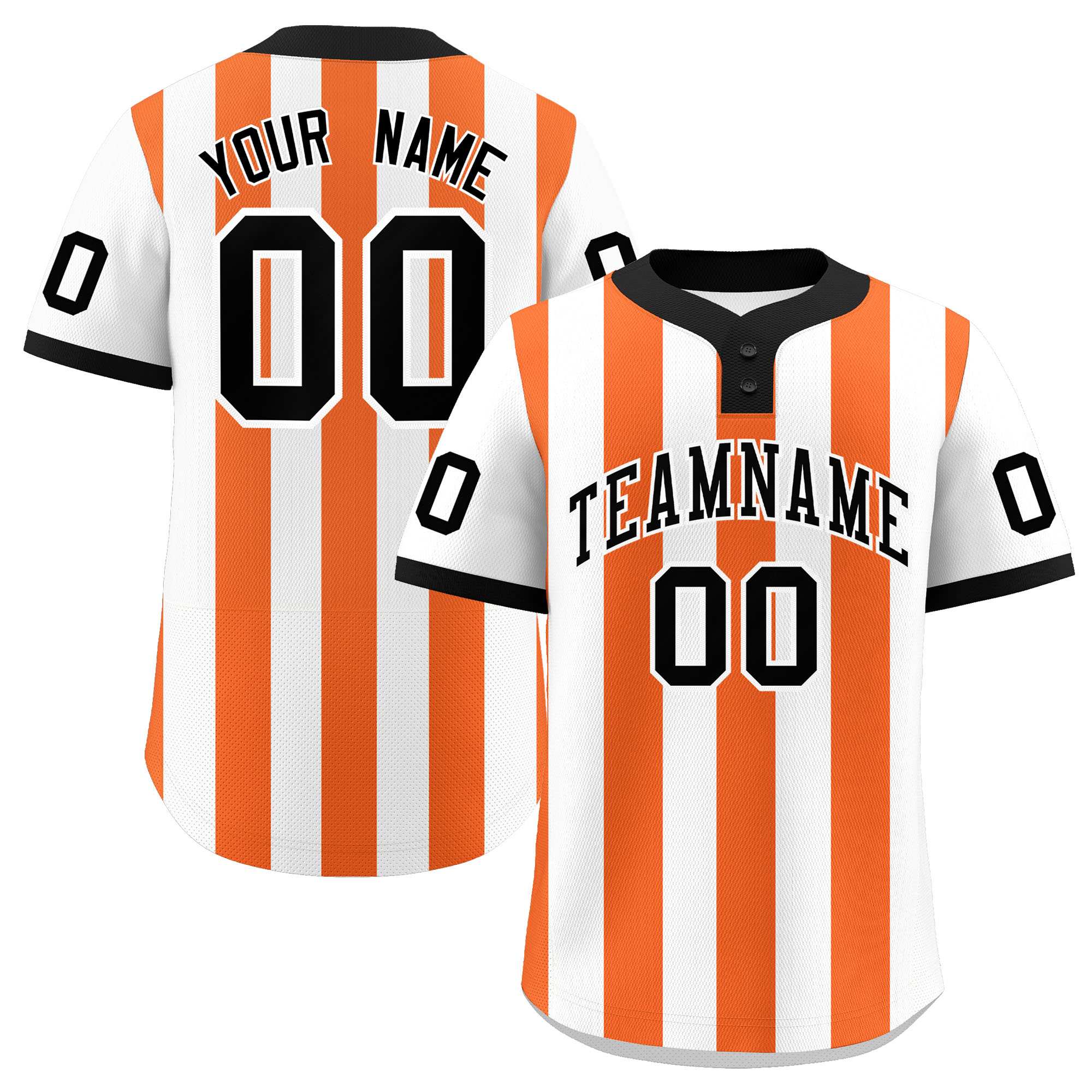 Custom White Orange Stripe Fashion Authentic Two-Button Baseball Jersey| KXKSHOP