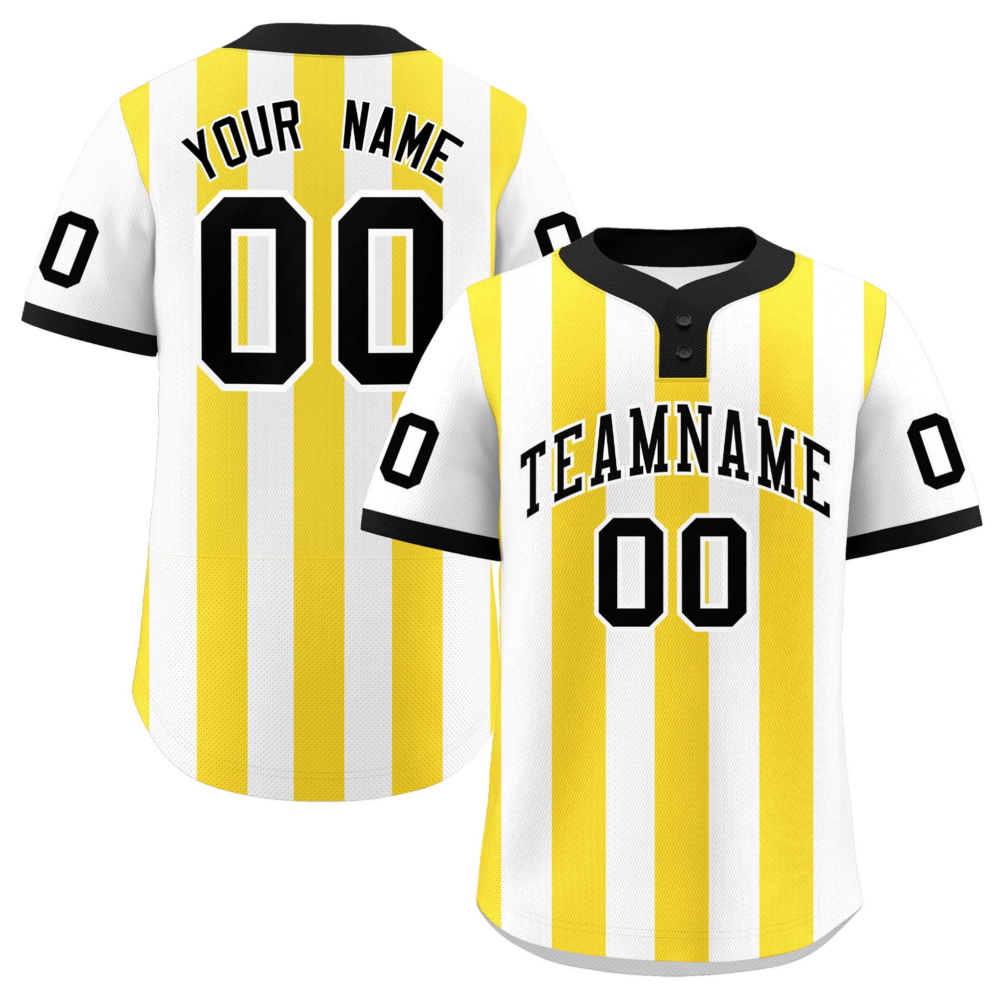 Custom White Gold Stripe Fashion Authentic Two-Button Baseball Jersey| KXKSHOP