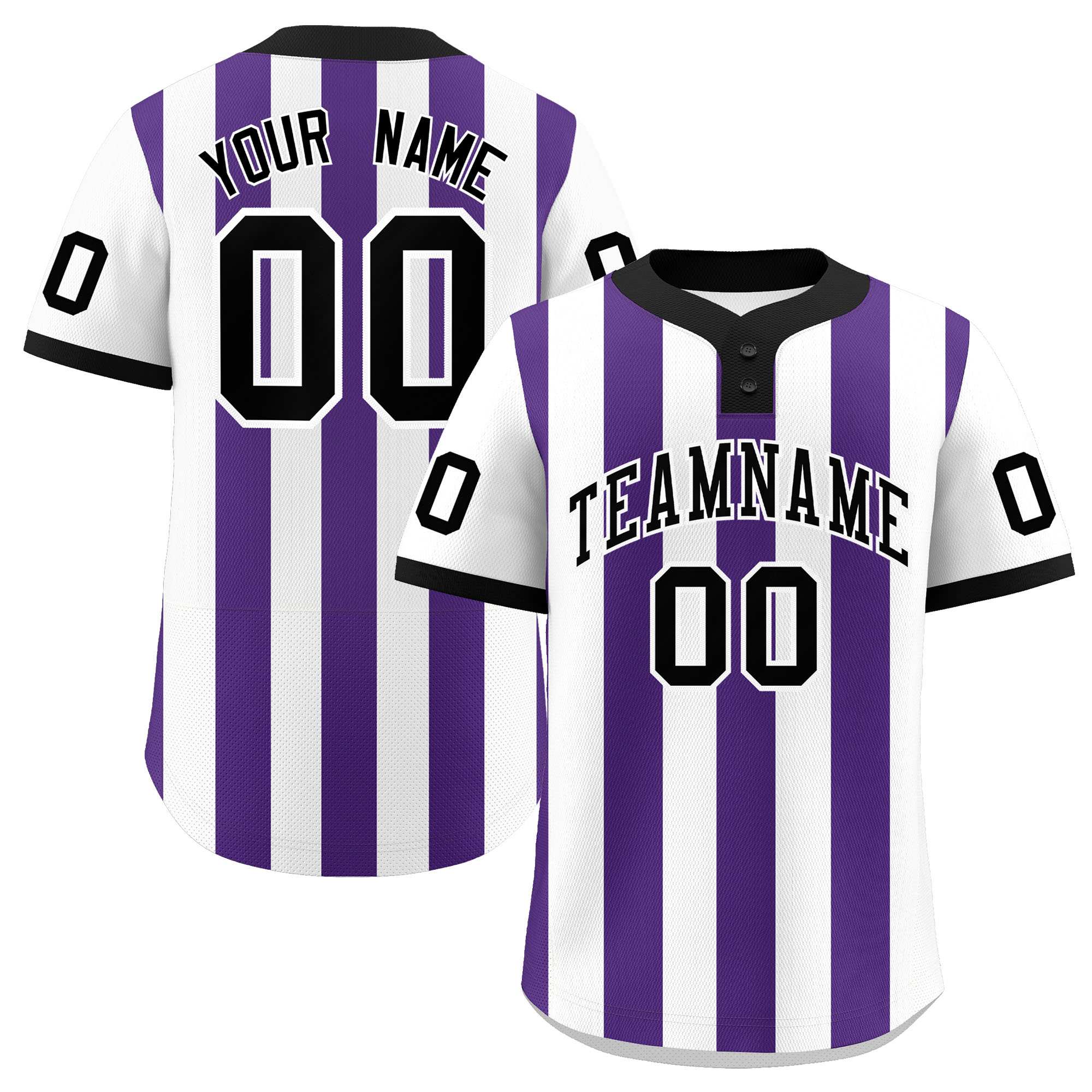 Custom White Purple Stripe Fashion Authentic Two-Button Baseball Jersey| KXKSHOP