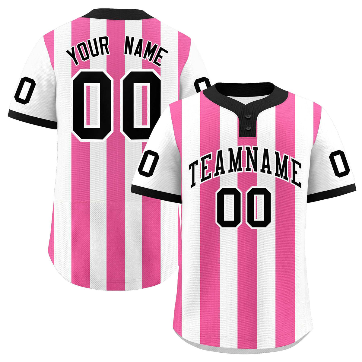 Custom White Pink Stripe Fashion Authentic Two-Button Softball Jersey