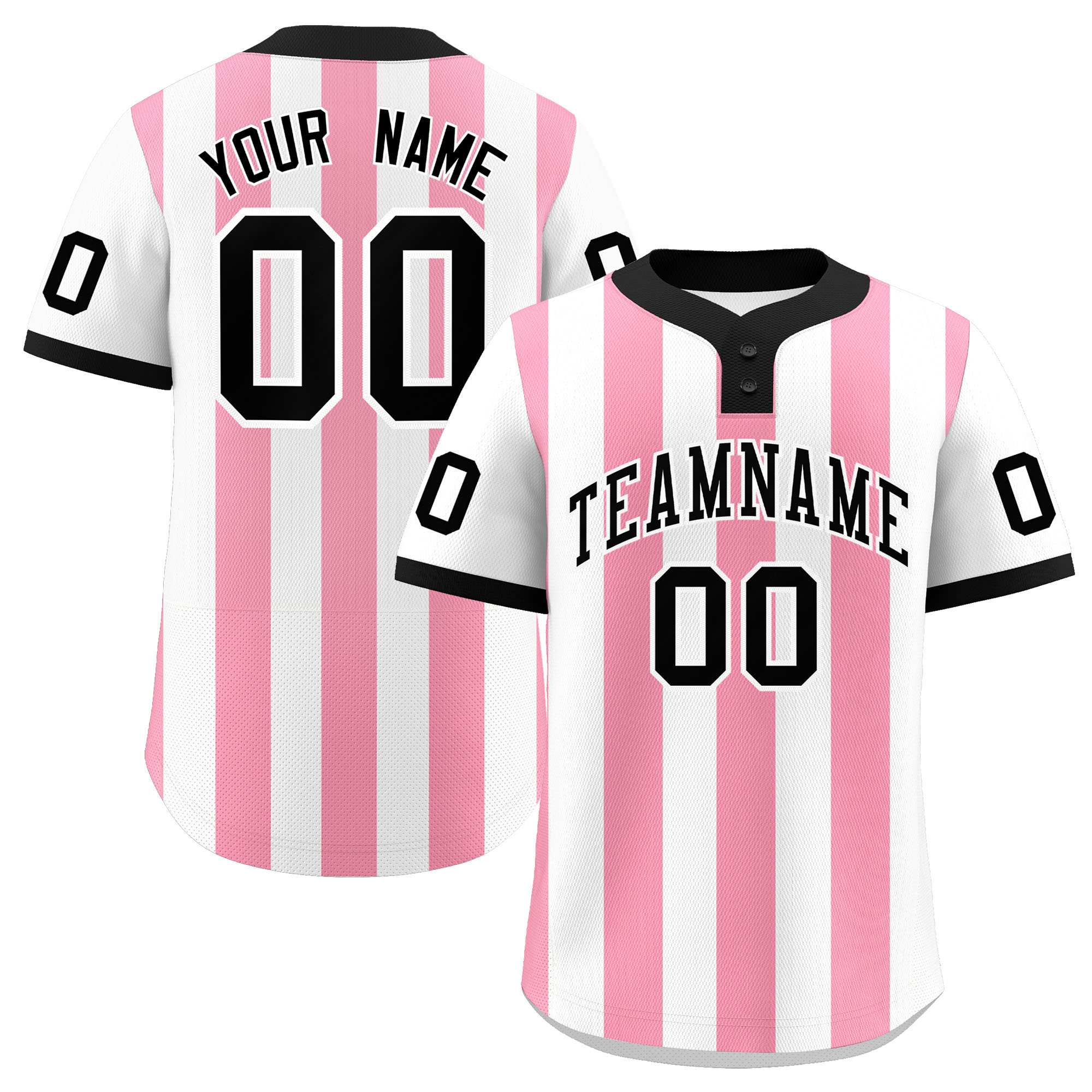 Custom White Light Pink Stripe Fashion Authentic Two-Button Baseball Jersey| KXKSHOP