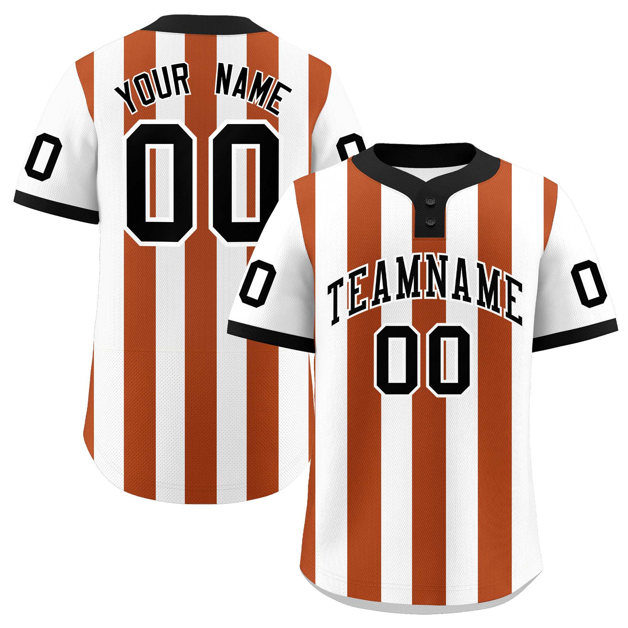 Custom White Texas Orange Stripe Fashion Authentic Two-Button Baseball Jersey| KXKSHOP