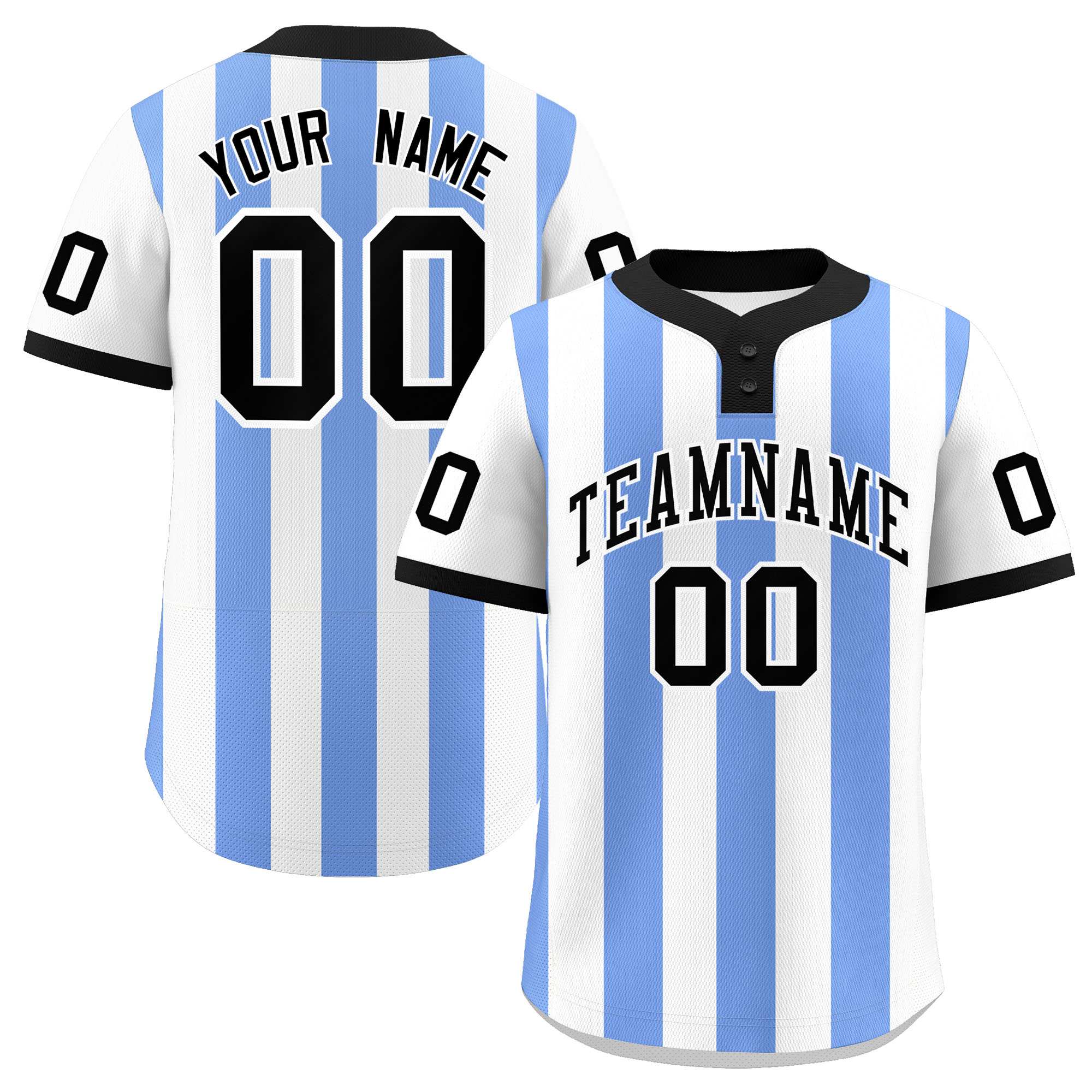 Custom White Light Blue Stripe Fashion Authentic Two-Button Baseball Jersey| KXKSHOP