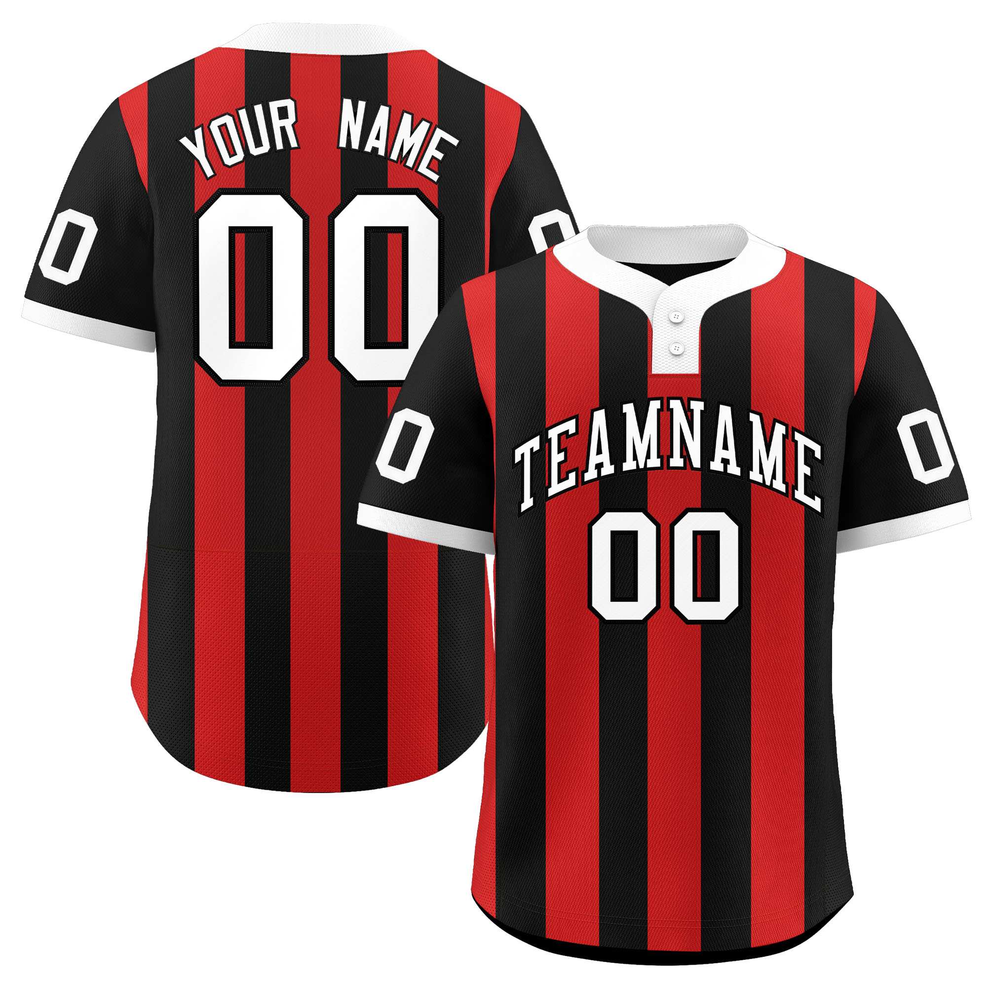 Custom Black Red Stripe Fashion Authentic Two-Button Baseball Jersey| KXKSHOP