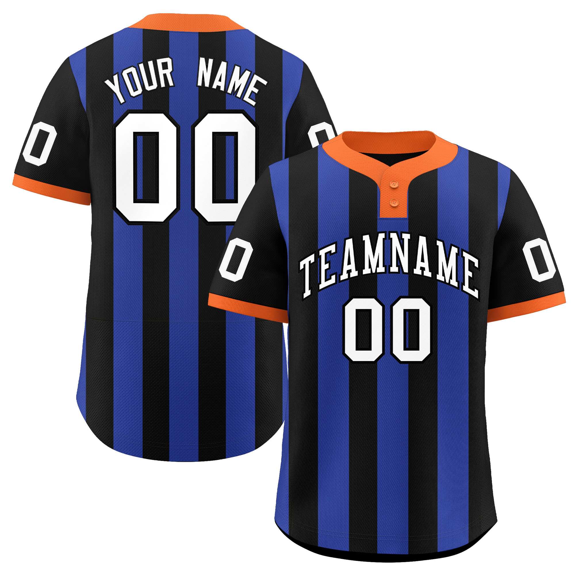 Custom Black Royal Stripe Fashion Authentic Two-Button Baseball Jersey| KXKSHOP