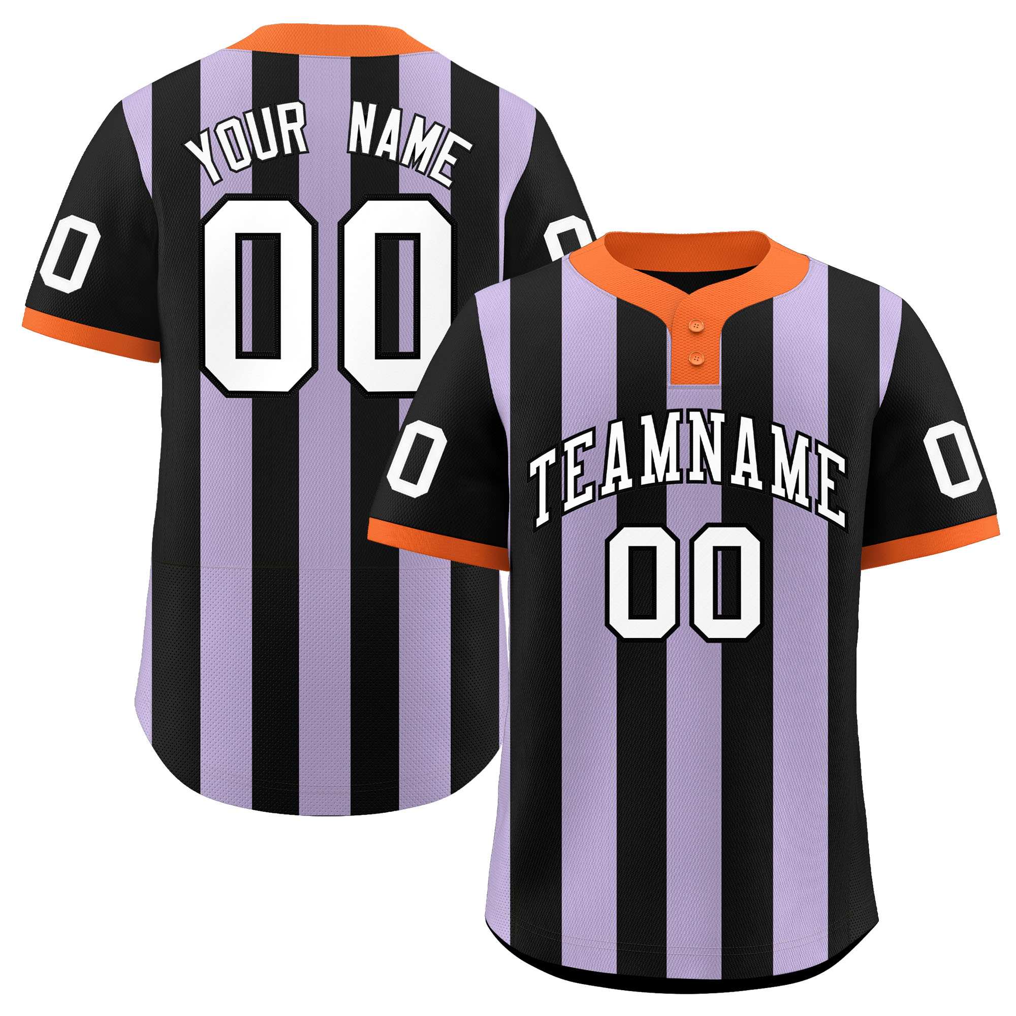 Custom Black Light Purple Stripe Fashion Authentic Two-Button Baseball Jersey| KXKSHOP
