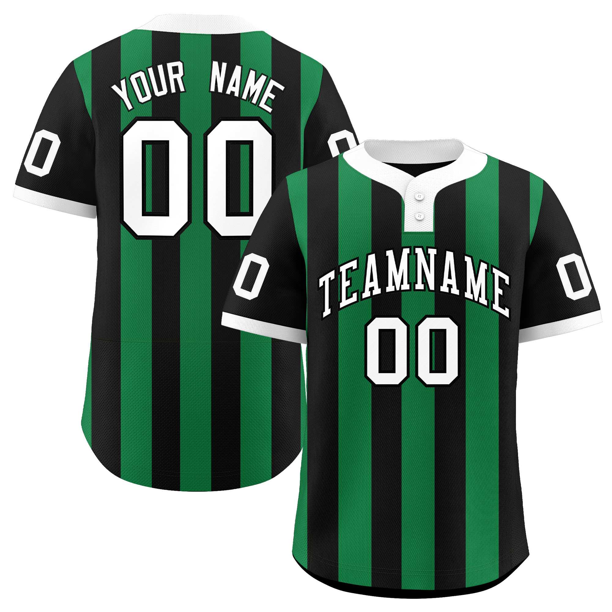 Custom Black Kelly Green Stripe Fashion Authentic Two-Button Baseball Jersey| KXKSHOP