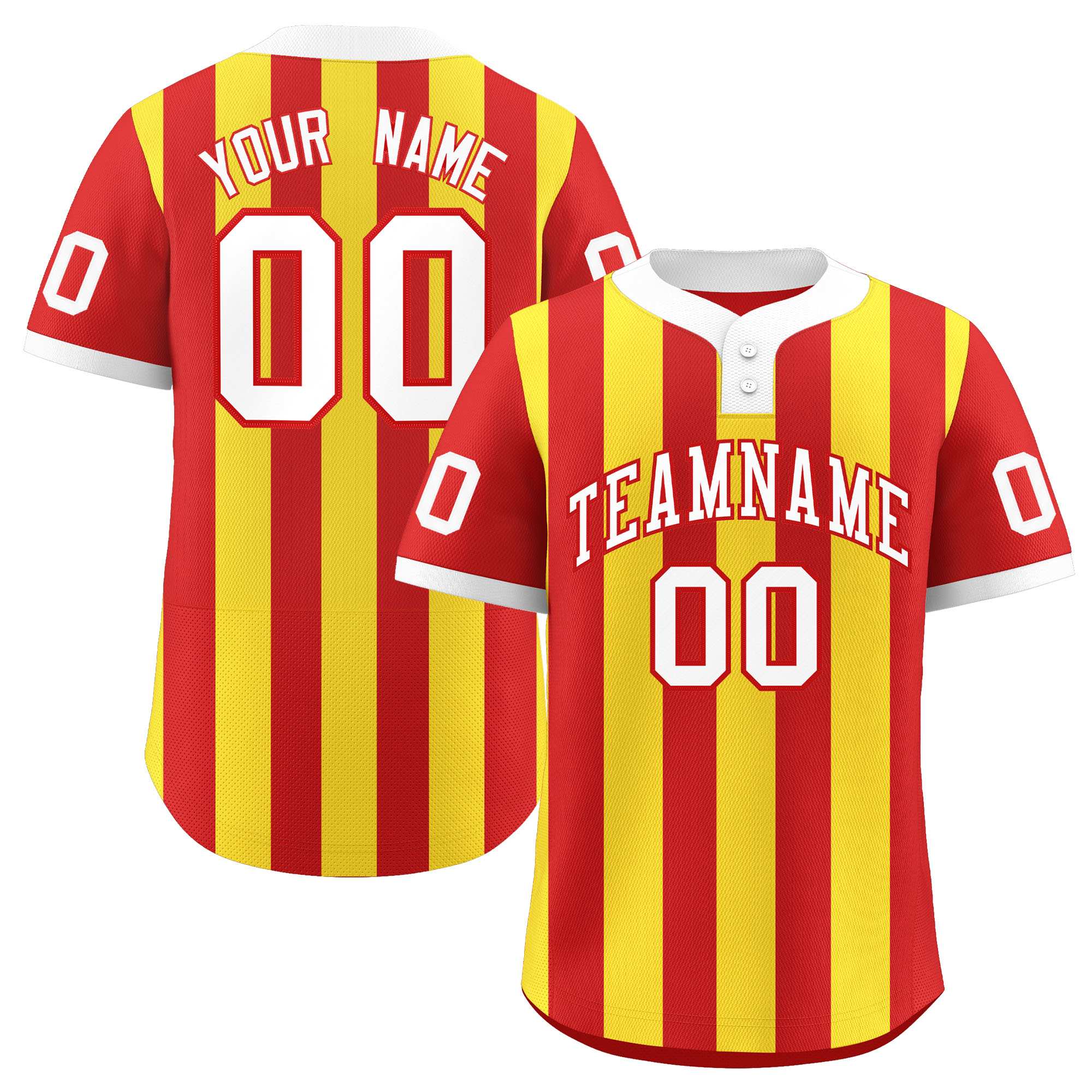 Custom Red Gold Stripe Fashion Authentic Two-Button Baseball Jersey| KXKSHOP